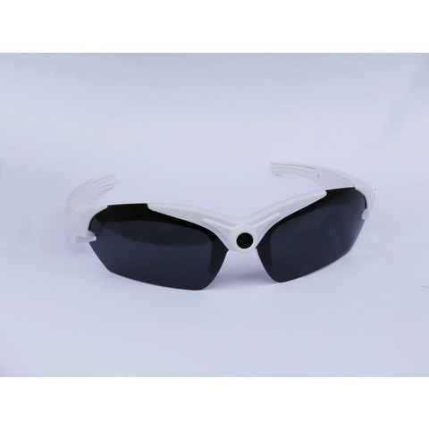 PRECORN Sportbrille Action Cam HD Kamera Brille Sonnenbrille mit integrierter Kamera Sport Kamerabrille Brille in weiß