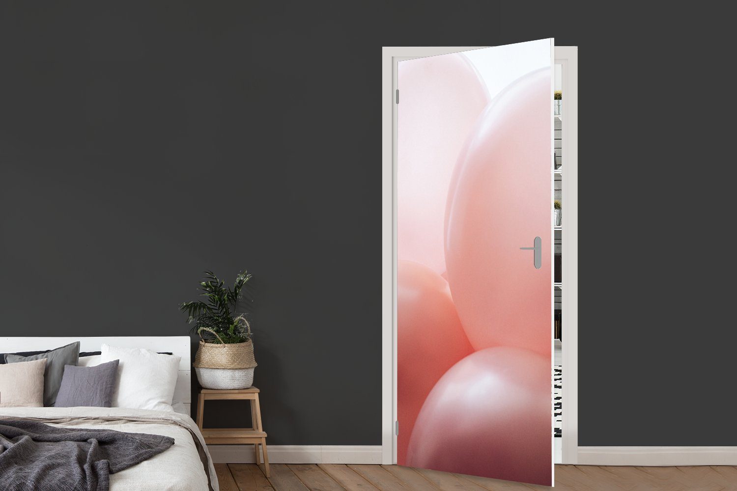 Ballon - - Rosa MuchoWow St), (1 75x205 Türtapete Tür, Matt, für Pastell, Fototapete Türaufkleber, cm bedruckt,