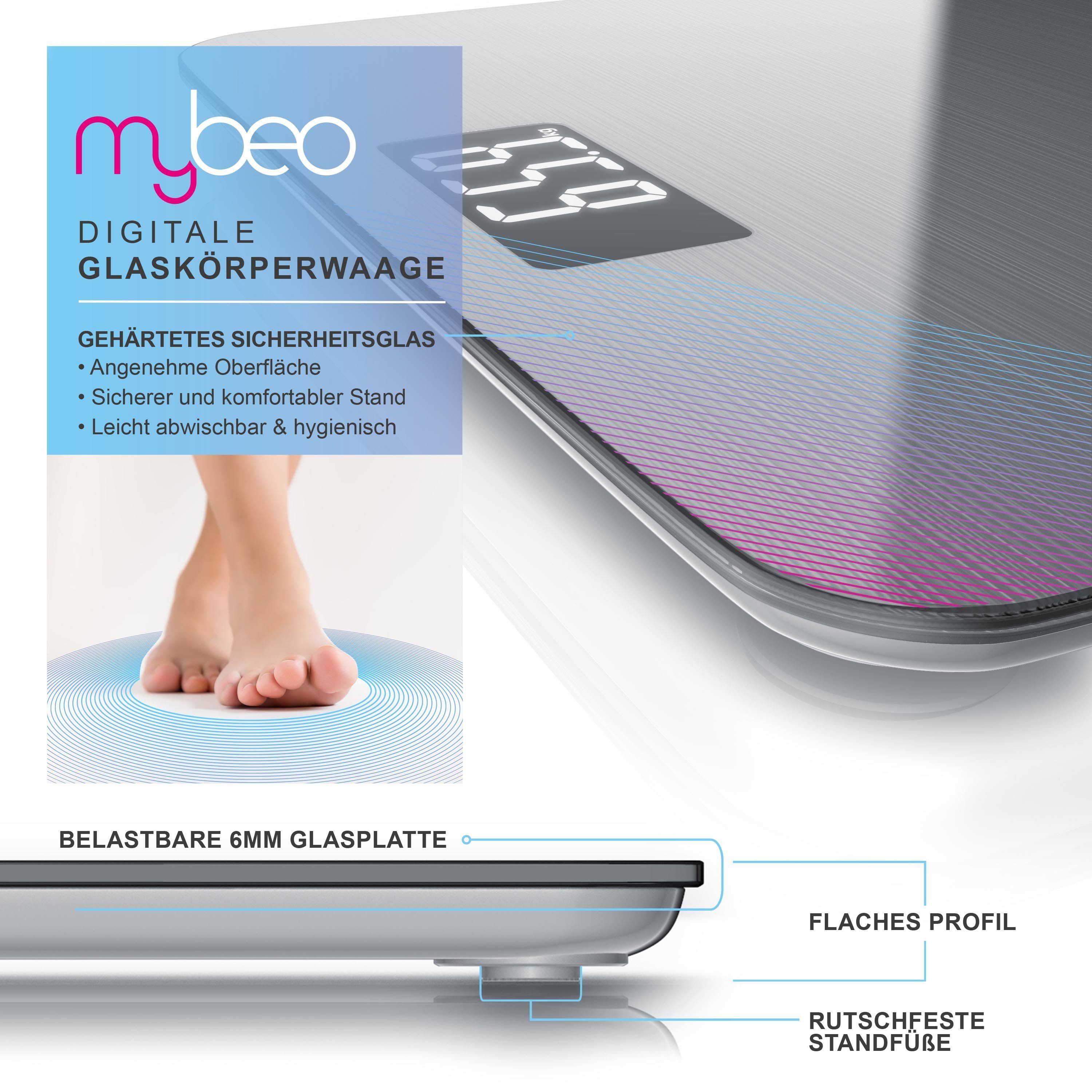 stMax 150kg lb MyBeo Digital-Körperwaage| Digitalwaage/ Personenwaage| Kg 