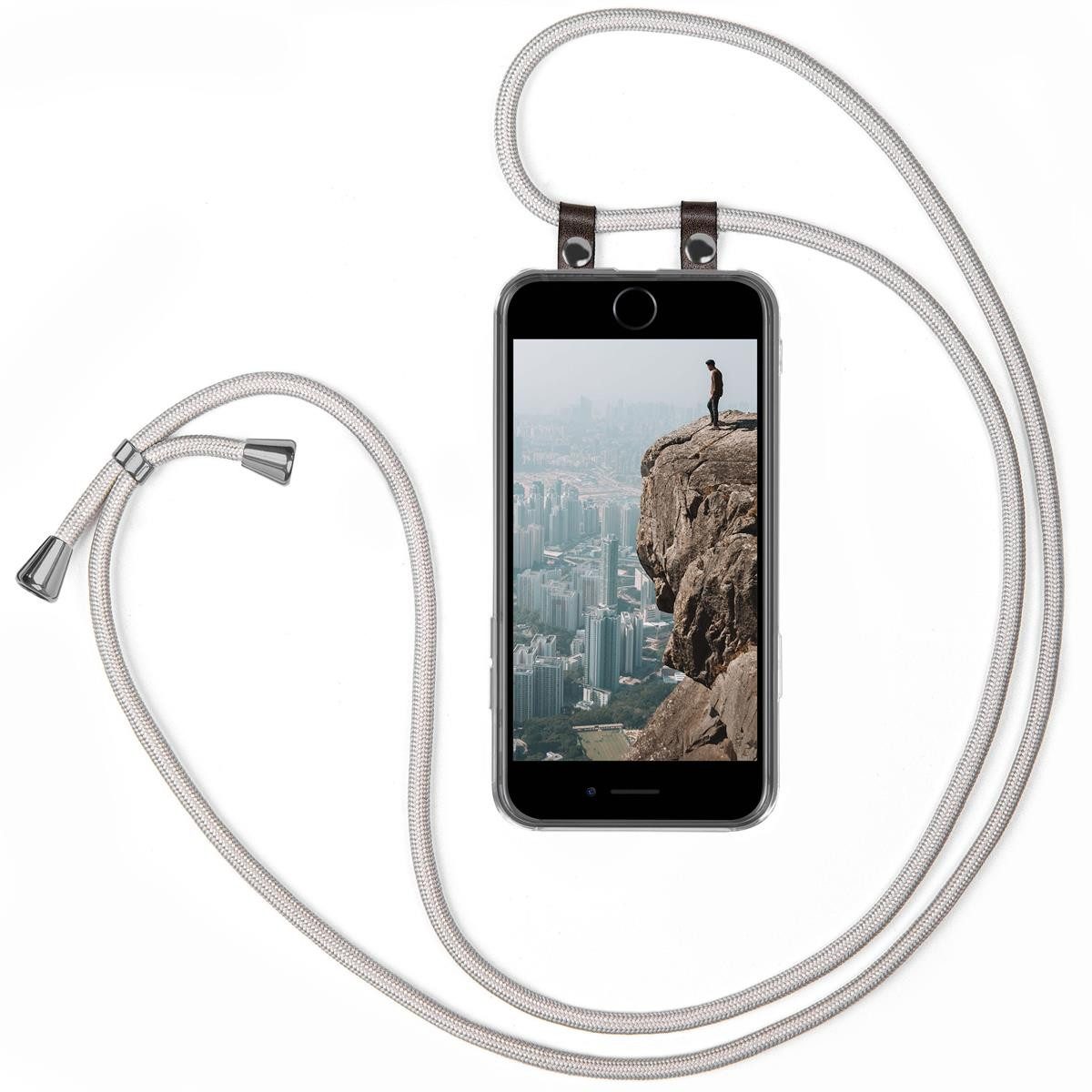 moex Handykette für iPhone 6 Hülle mit Band Free Spirit Silber 4,7 Zoll, Handyhülle zum Umhängen Handyband Kette abnehmbar Handy Umhängeband