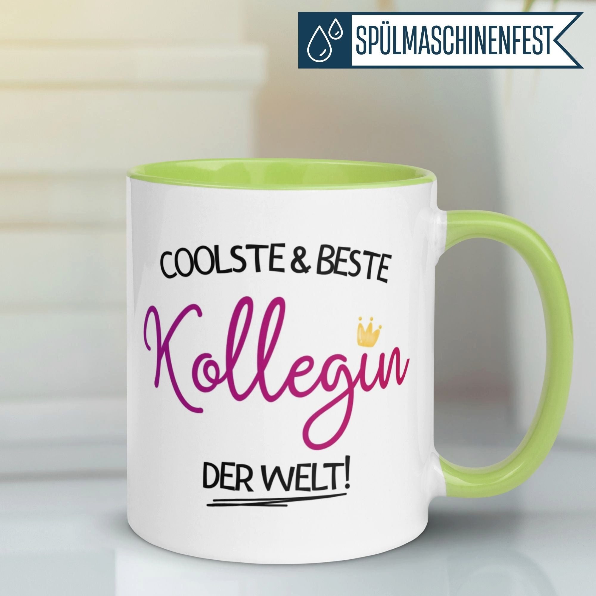 Momentals Tasse Coolste & Beste Kollegin der Welt – Geschenk Abschied Arbeitskollegin, Gratis Versand · Links-&Rechtshänder · Spülmaschinenfest