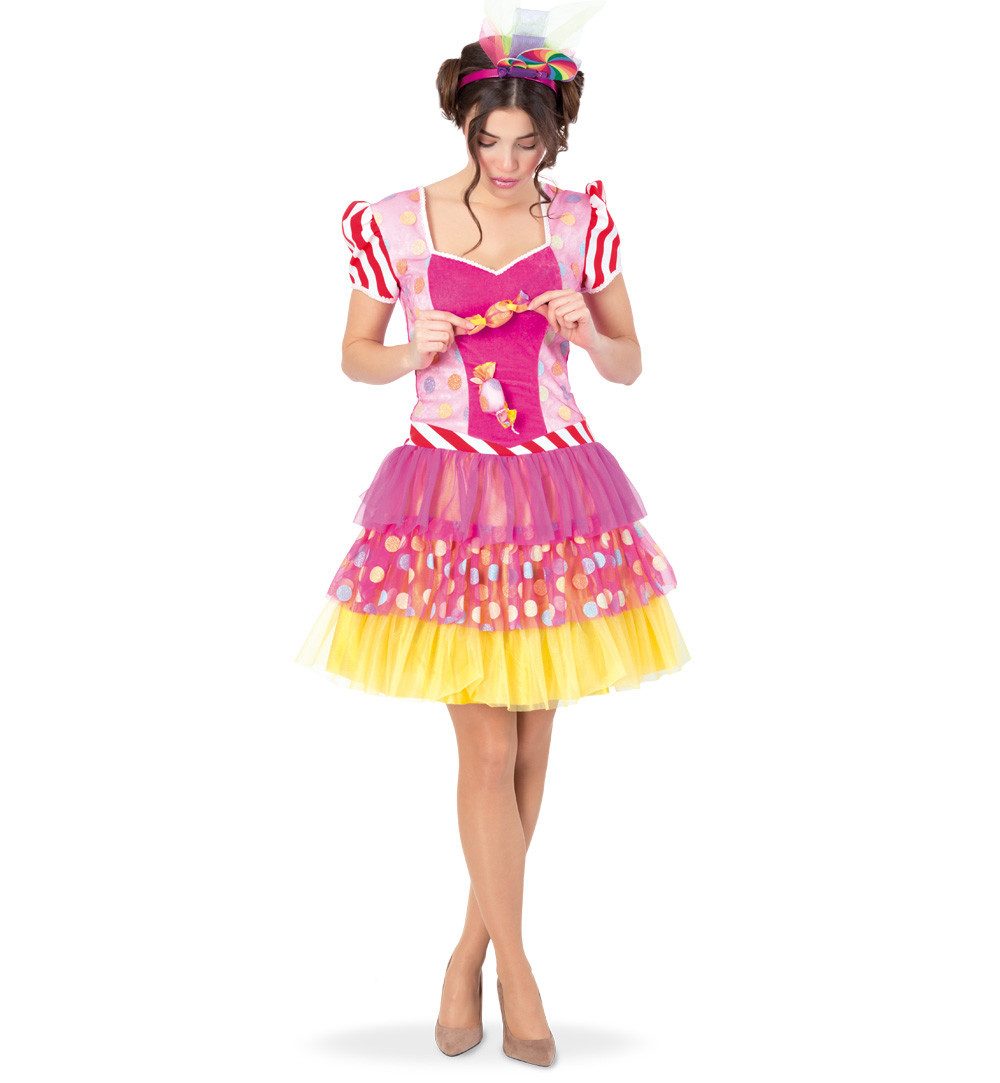 Fries Lebensmittel-Kostüm Damen Candy Bonbon Kleid Karneval Fasching Hochwertiges Kleid, Hohe Qualität