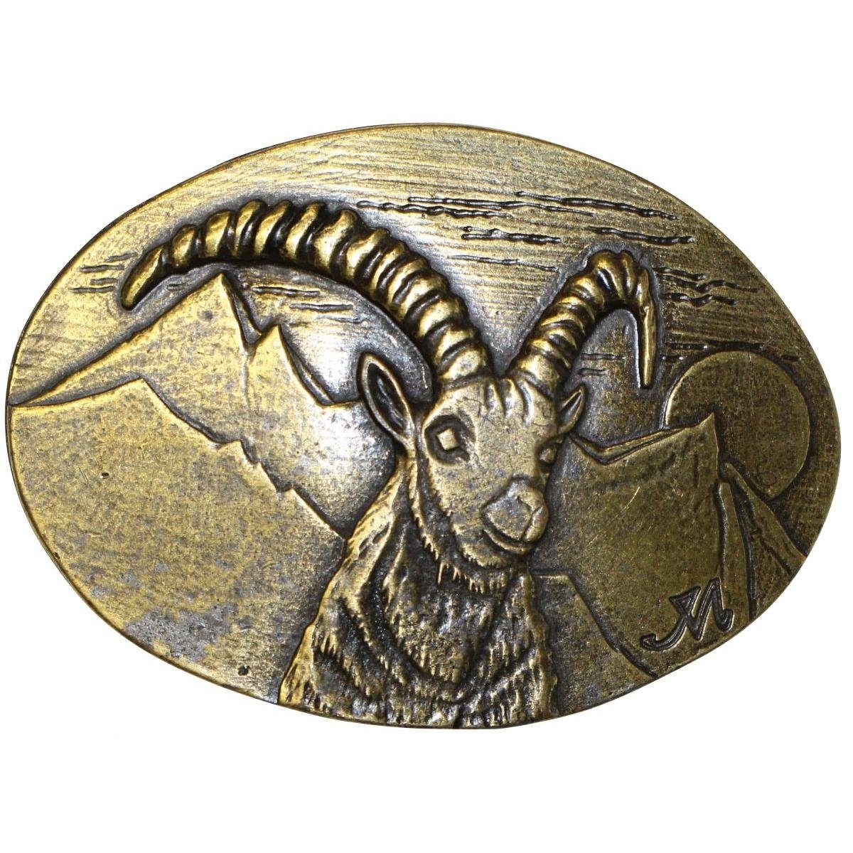 BELTINGER Gürtelschnalle Steinbock 4,0 cm - Buckle Gürtelschließe 40mm - für Jagd-Outfit - Gürt (1-St)