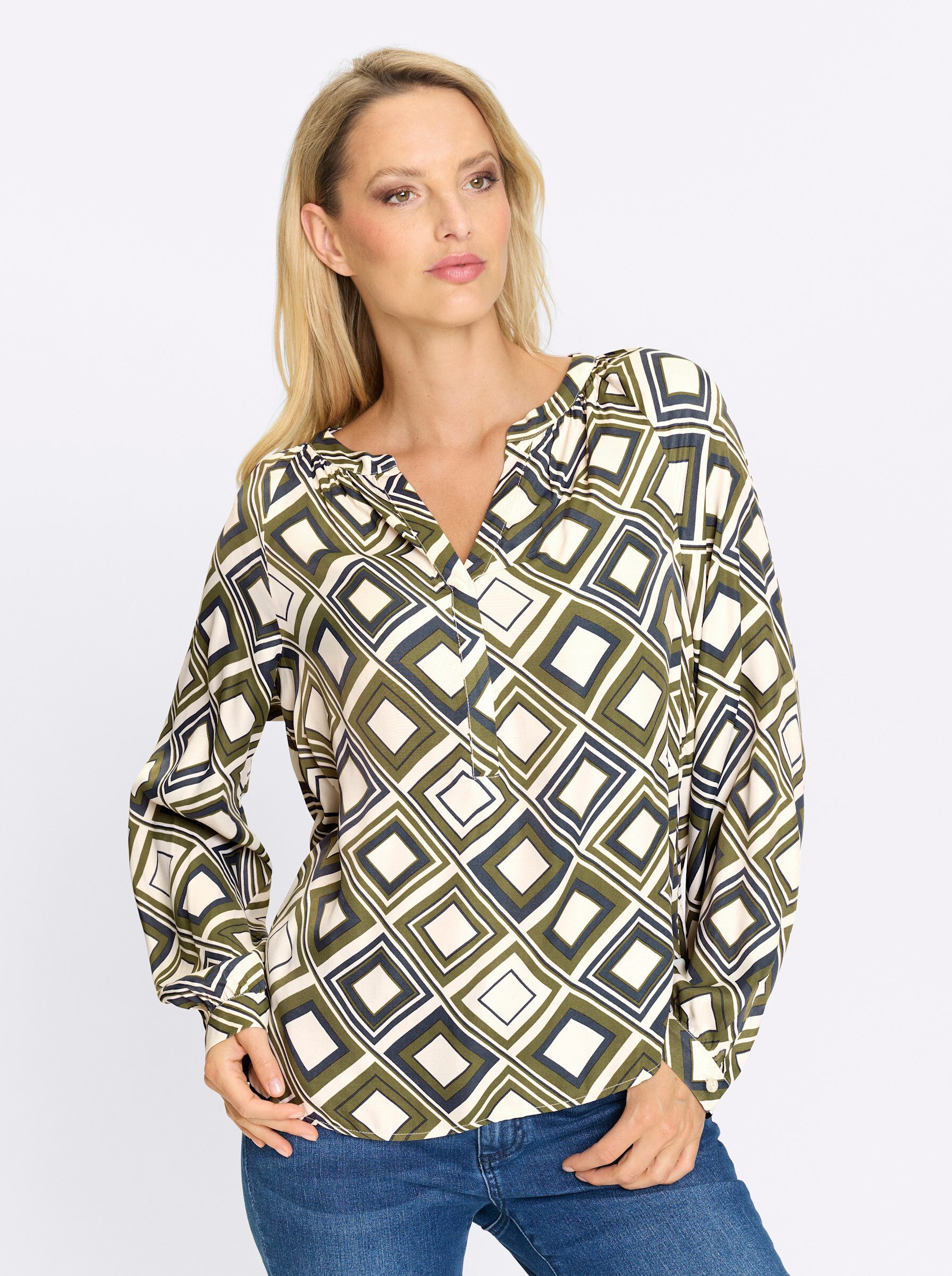 Klassische Bluse Druck-Bluse Langarm