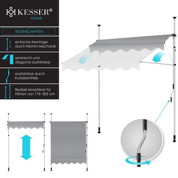 KESSER Klemmmarkise Klemmmarkise mit Handkurbel Balkon Markise, Balkonmarkise Markise