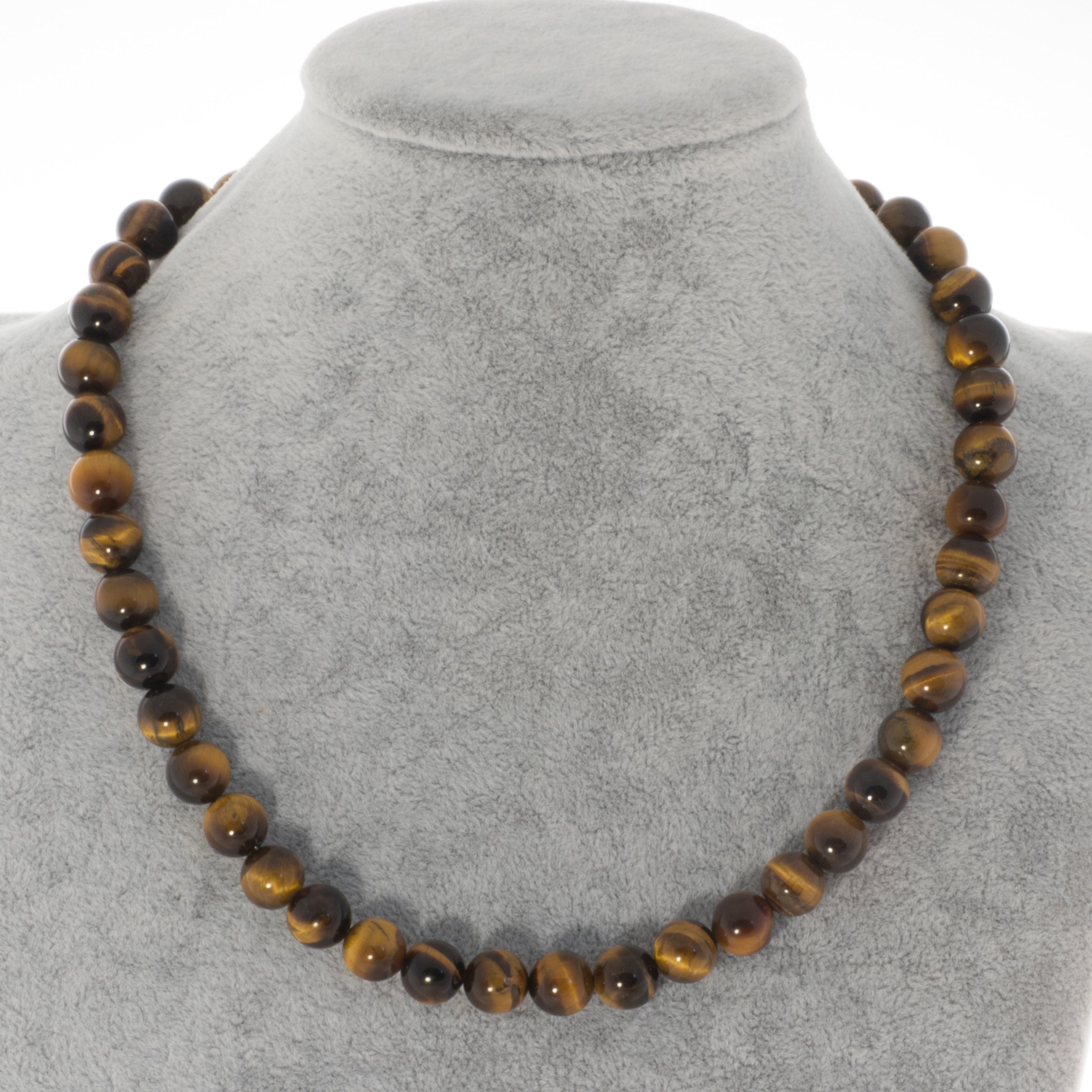 Bella Carina Perlenkette Kette mit Tigerauge Perlen 10 mm, Tigerauge 10 mm – Bild 2 von 2