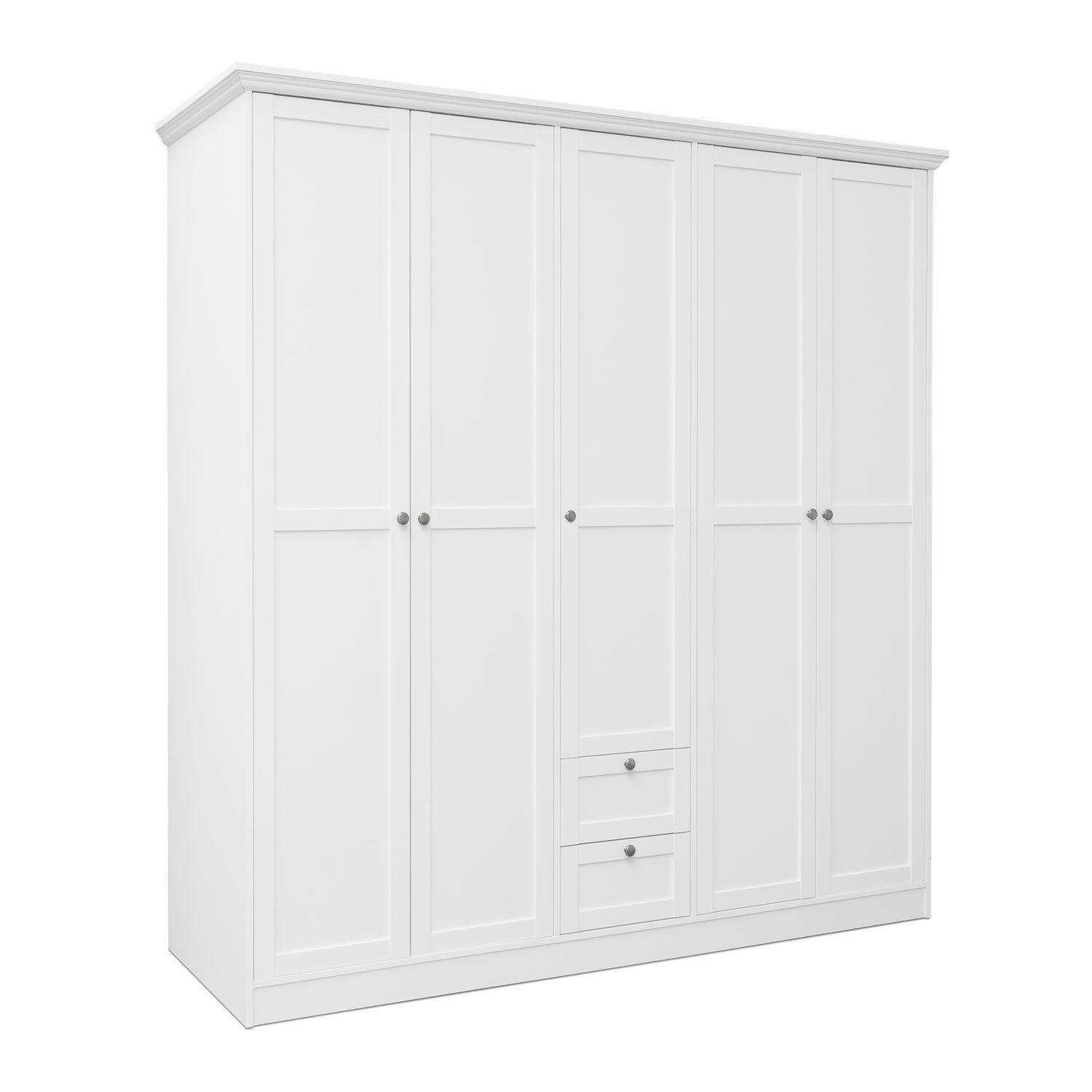 Homestyle4u Kleiderschrank Drehtürenschrank Schrank 187x200 cm Weiß