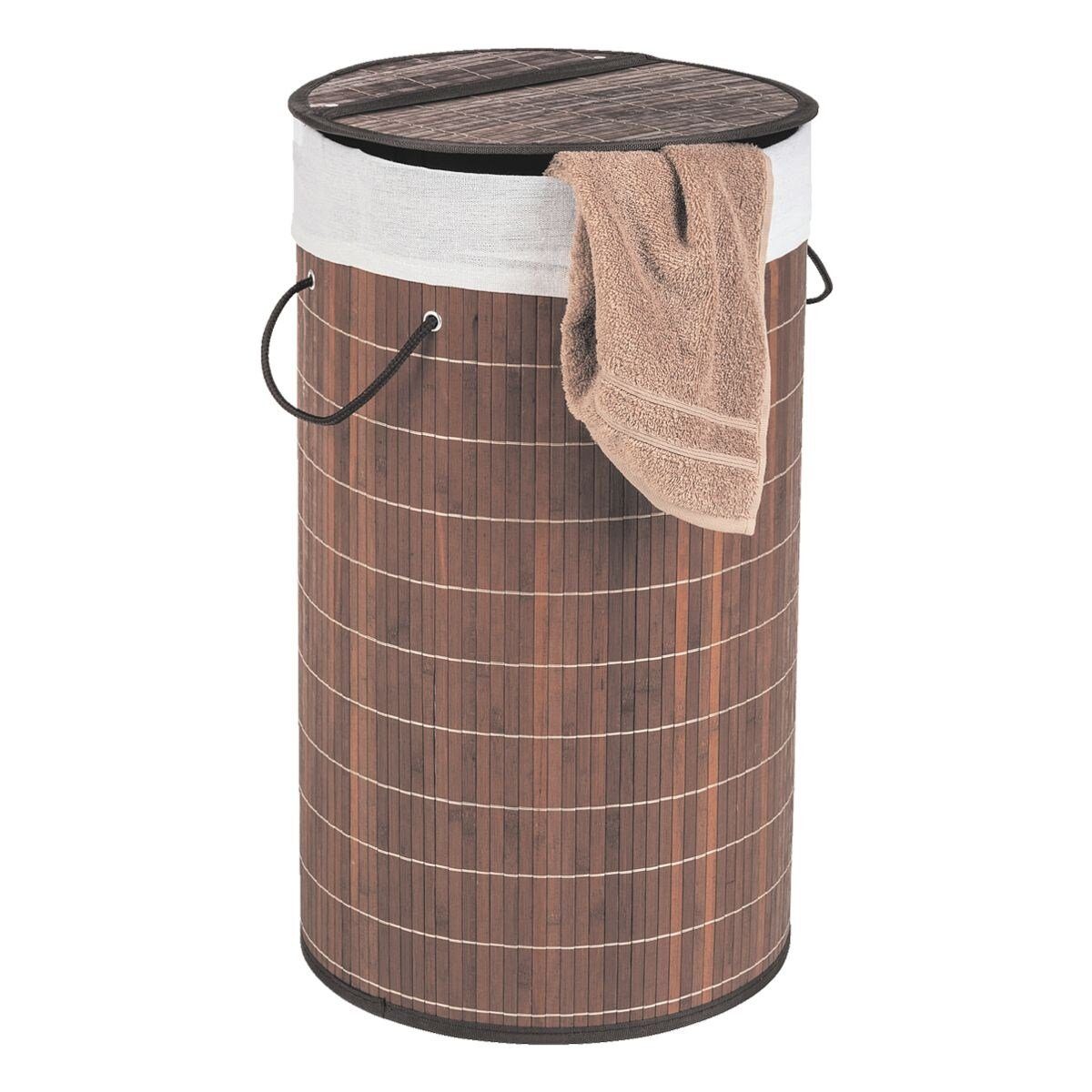 WENKO Wäschekorb Bamboo, 55 Liter, mit Deckel