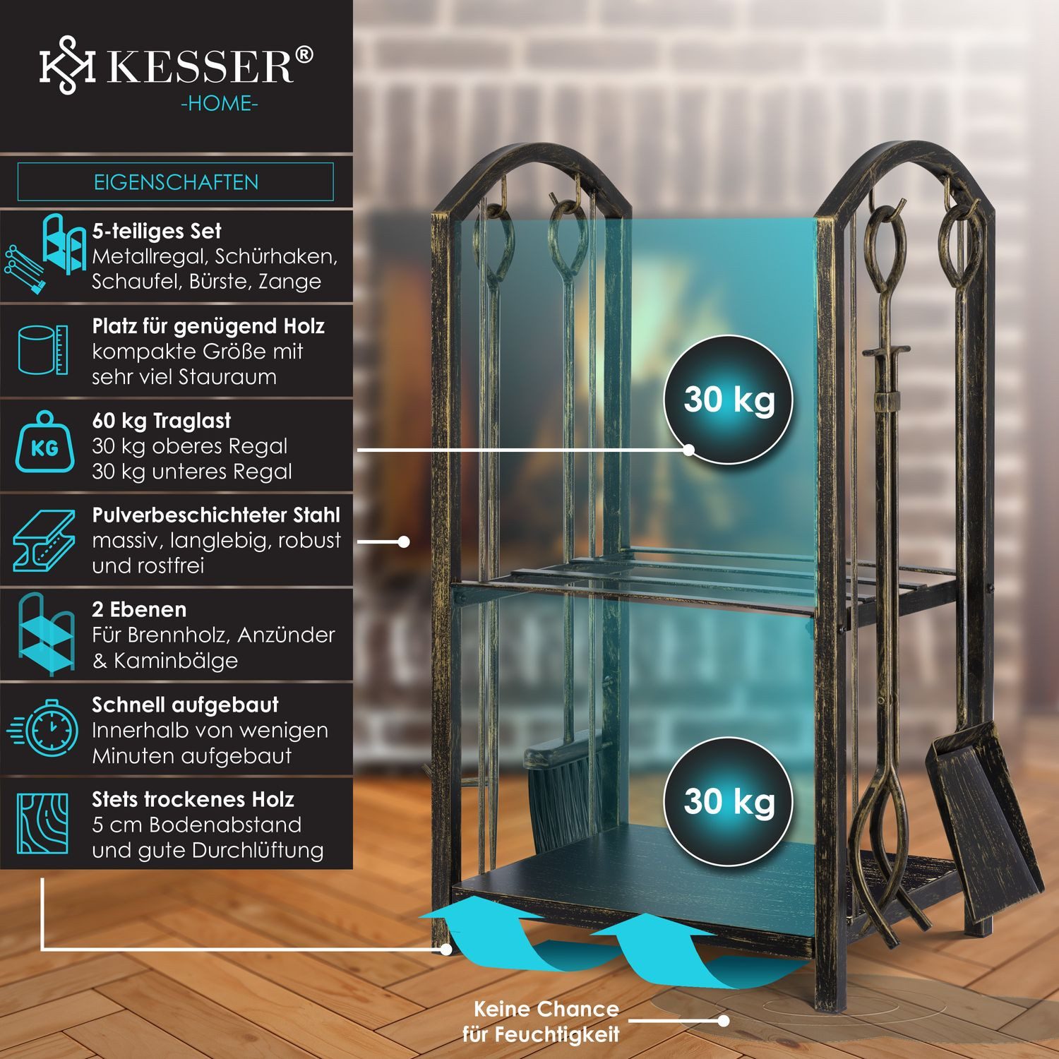 KESSER Kaminholzregal, Kaminholzregal 5-teiliges Set Kaminholzständer Feuer günstig online kaufen