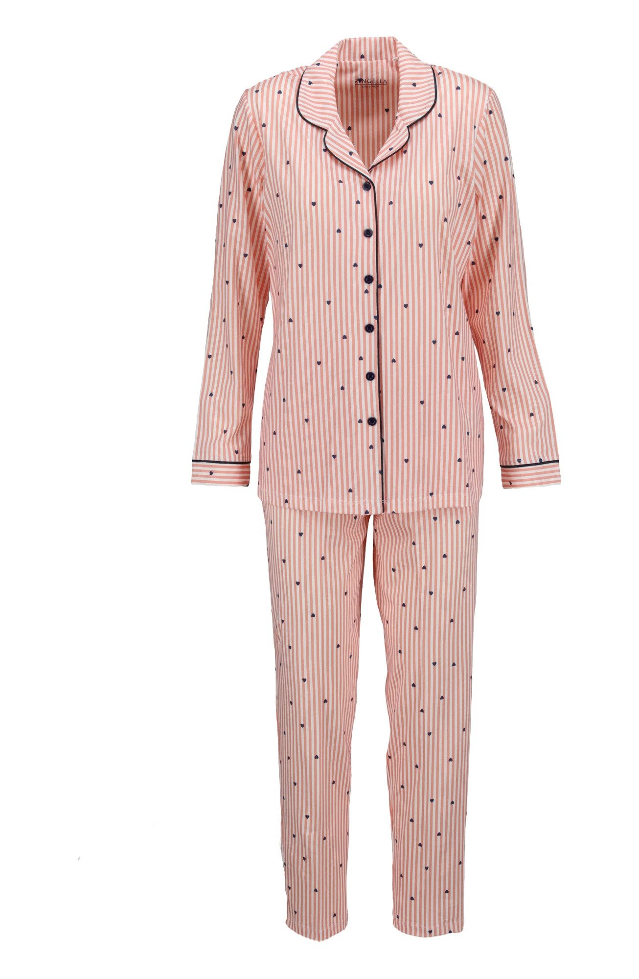 Ringella Pyjama Langarm mit durchgeknöpftem Oberteil (2 tlg) Single Jersey aus reiner Baumwolle