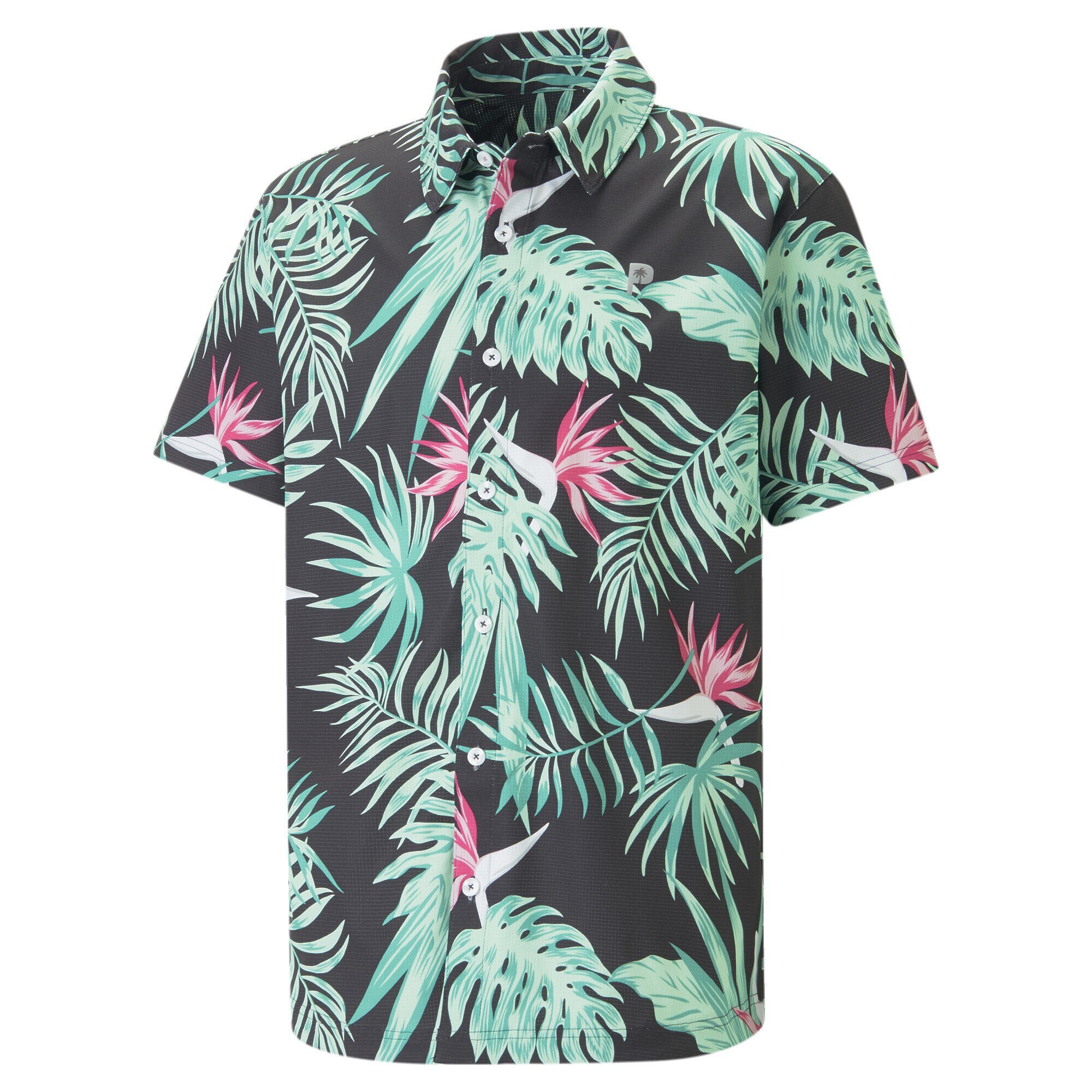 Golfhemd Button-Down Poloshirt PUMA PUMA x Herren Palm Crew Tree Paradise