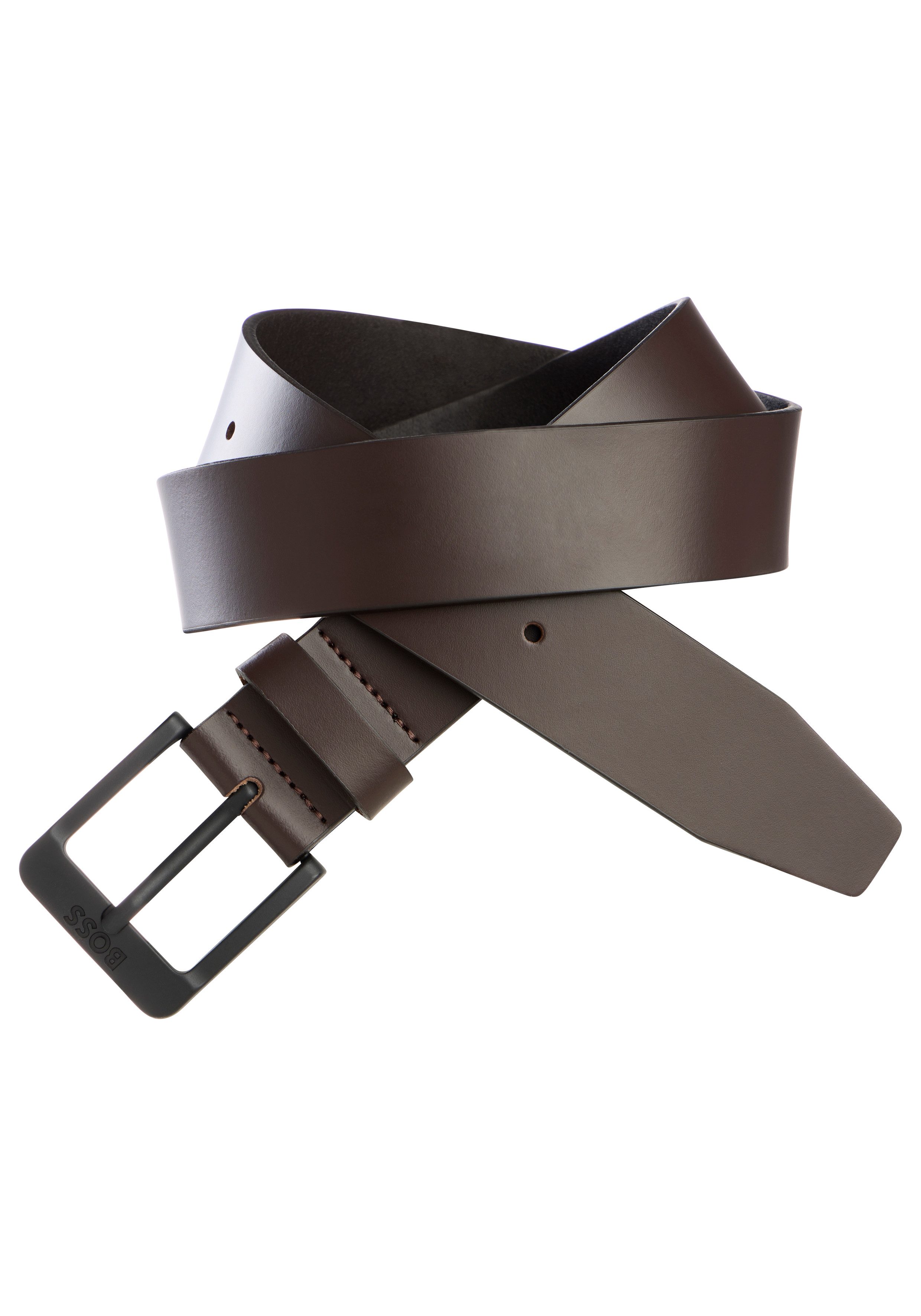 BOSS Ledergürtel Jemio-B_Sz40 mit BOSS-Prägung im Metall