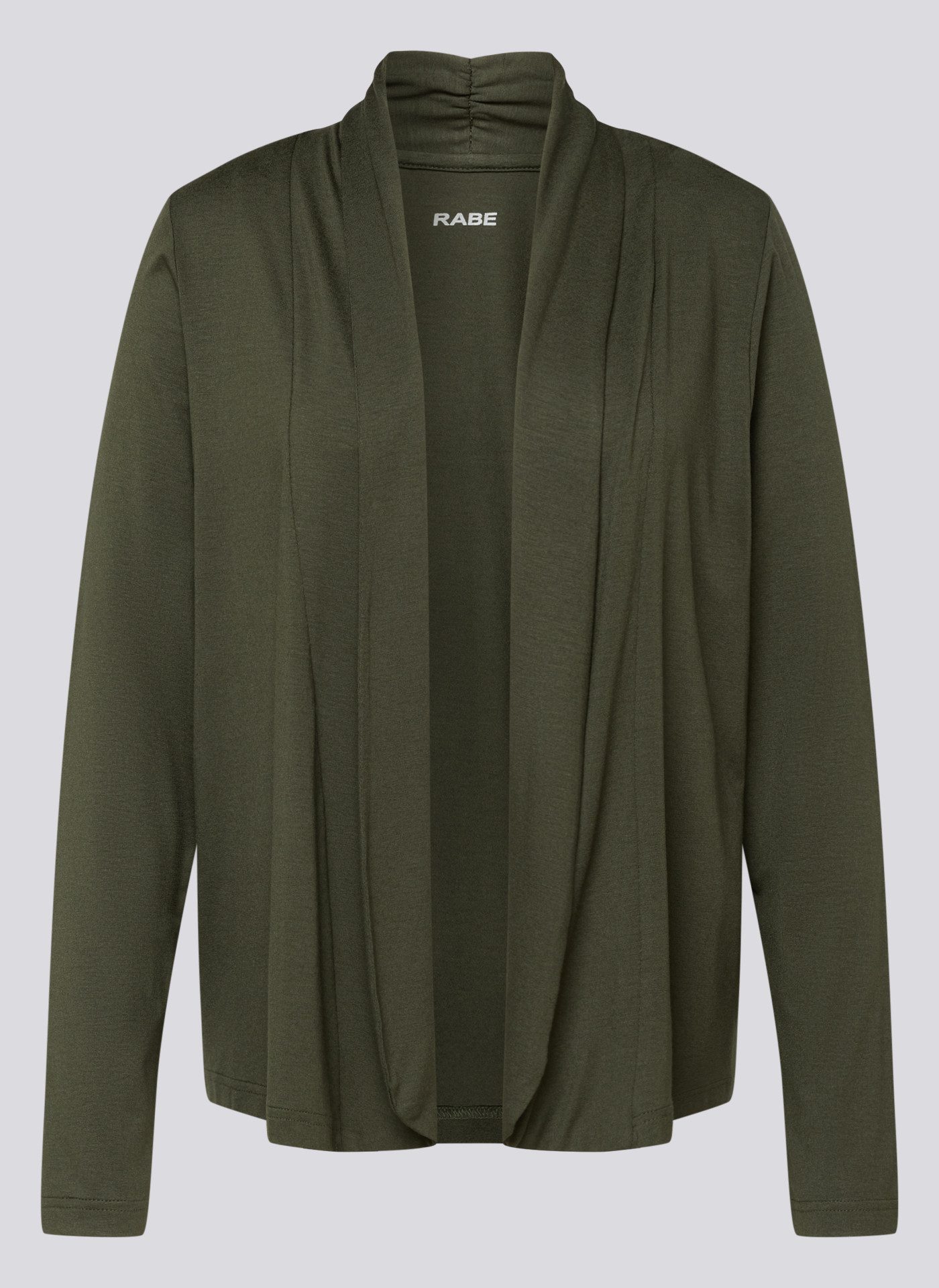 Rabe Outdoorjacke - offener Langarm Cardigan in Unifarbe mit Stehkragen