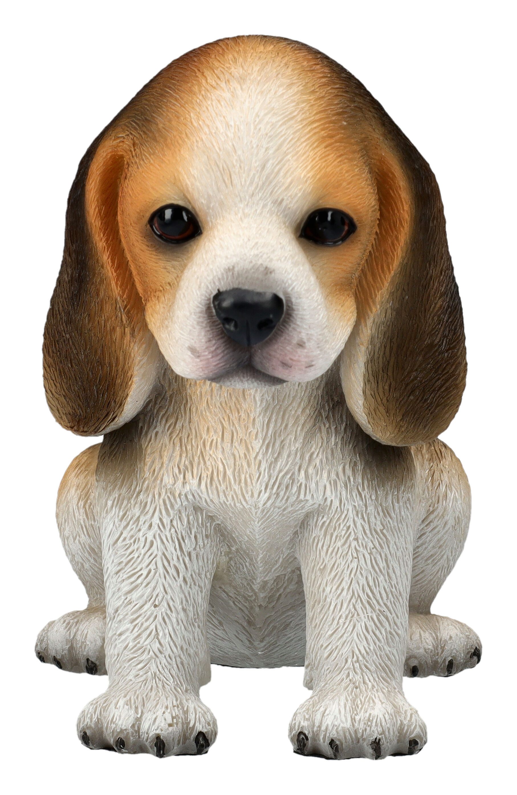 Figuren Shop GmbH Tierfigur Beagle Welpe Figur – Deko Hund Statue Sammlerfigur handbemalt 14.5 cm