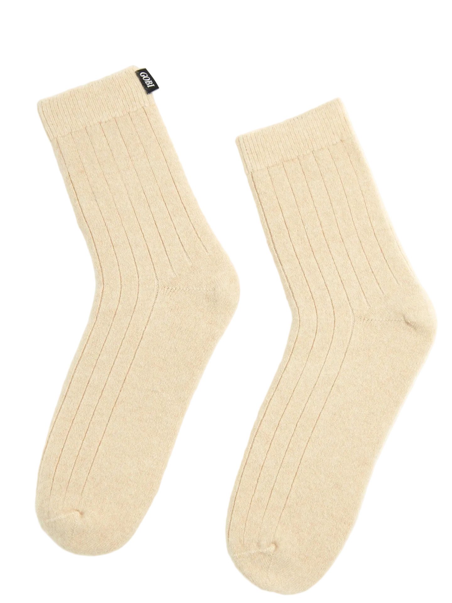 GOBI Cashmere Socken Naturfarbe Kaschmir Unisex Strick-Bettsocken mit Trim