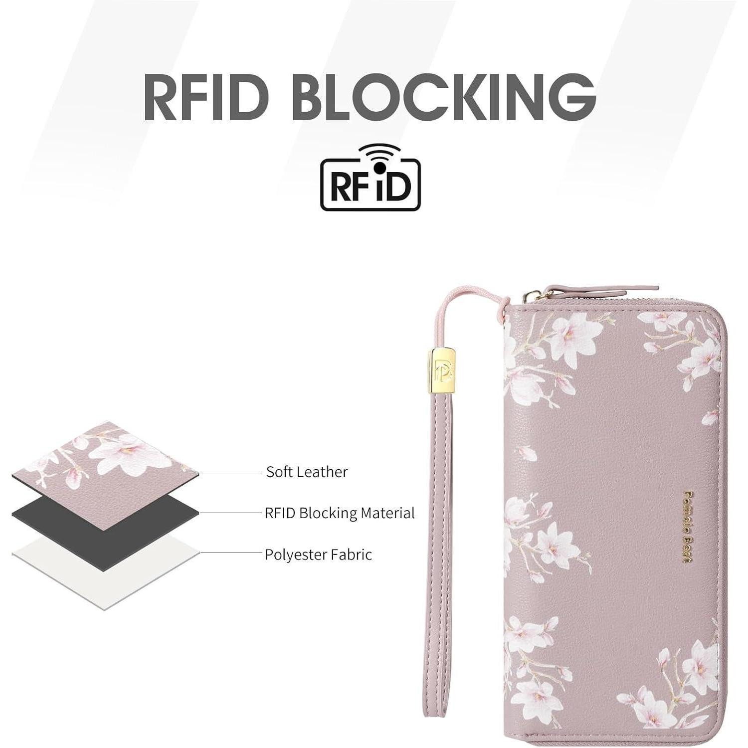 LuxusKollektion Geldbörse Damen Geldbörse groß RFID-Blockierung Blumen Prägung viele Fächer – Bild 4 von 5