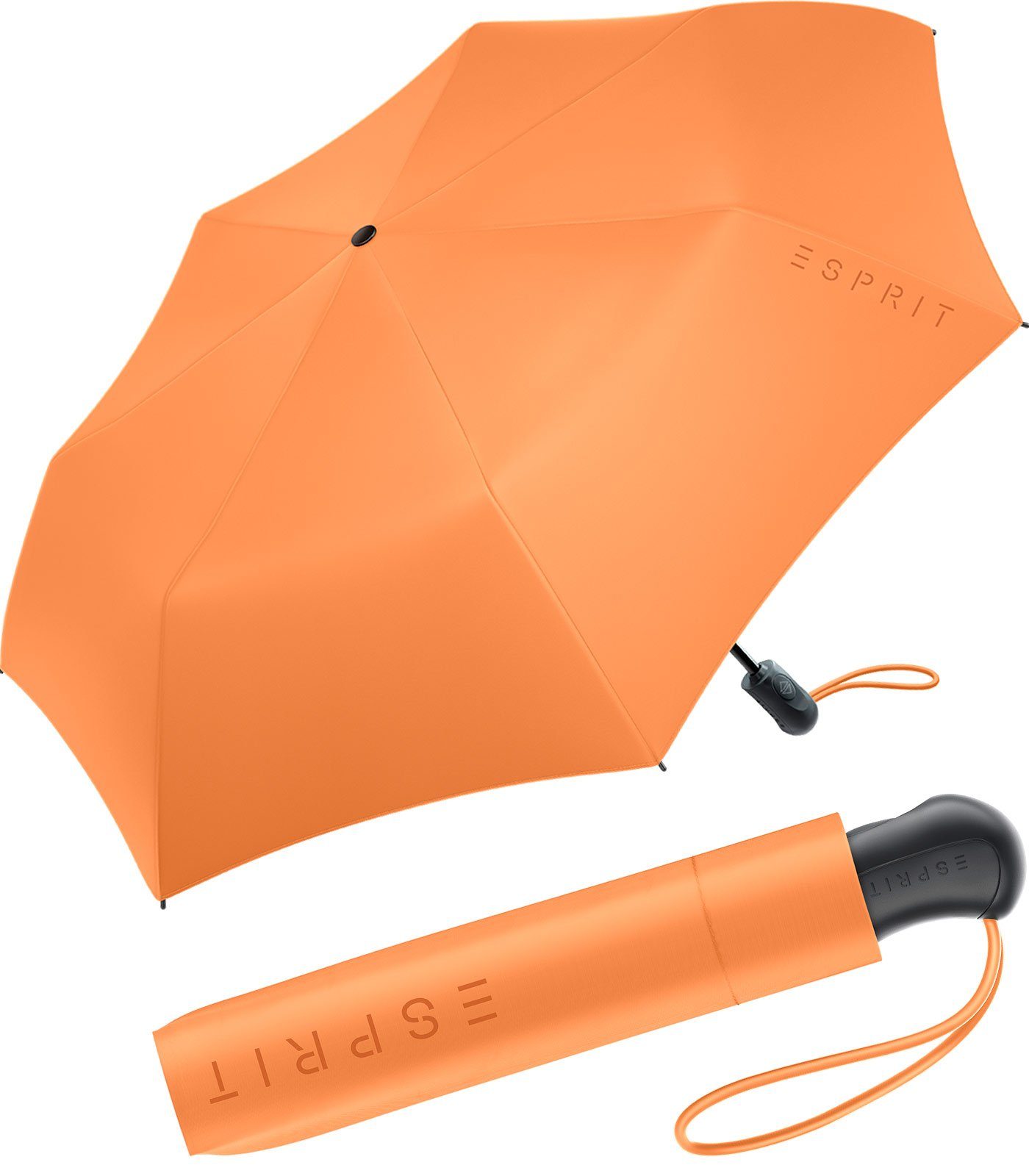 Esprit Taschenregenschirm Damen Easymatic Light Auf-Zu Automatik FJ 2023, stabil und praktisch, in den neuen Trendfarben orange