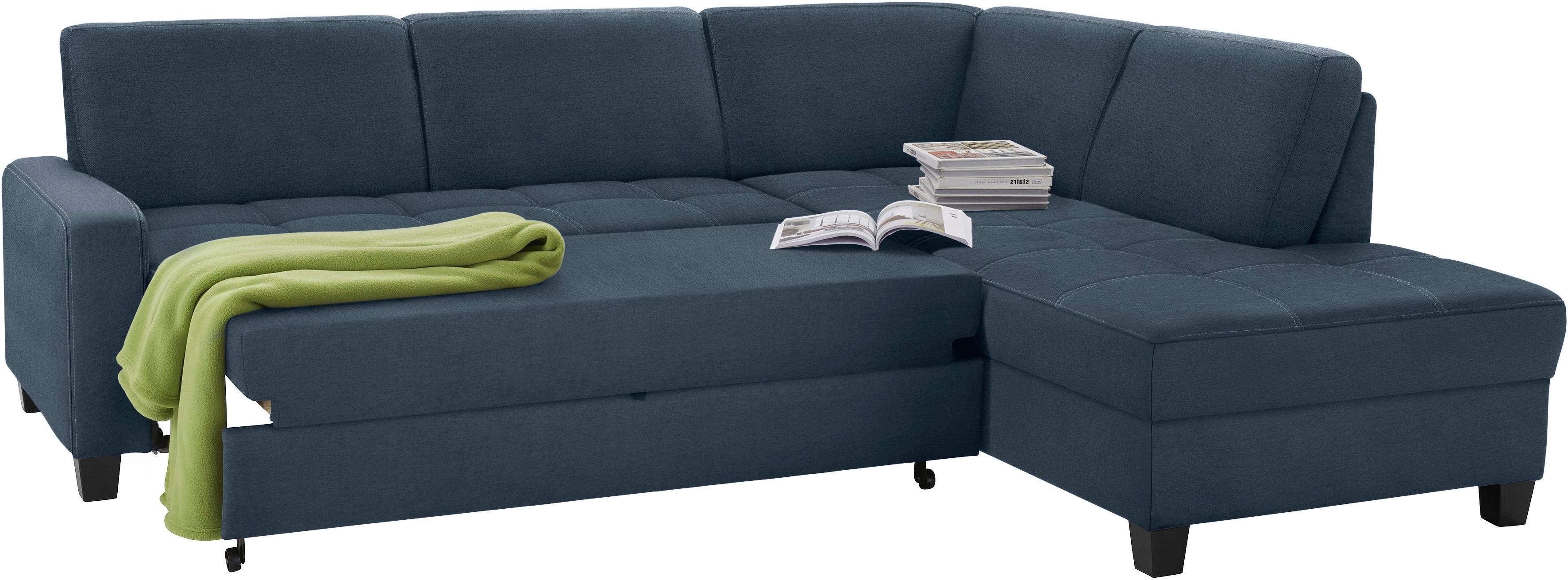 DOMO collection Ecksofa Florentina zeitlos und elegant, Sitznähte als Designelement, L-Form, wahlweise mit Bettfunktion, mit Kontrastnaht, Komfortsitzhöhe 47cm