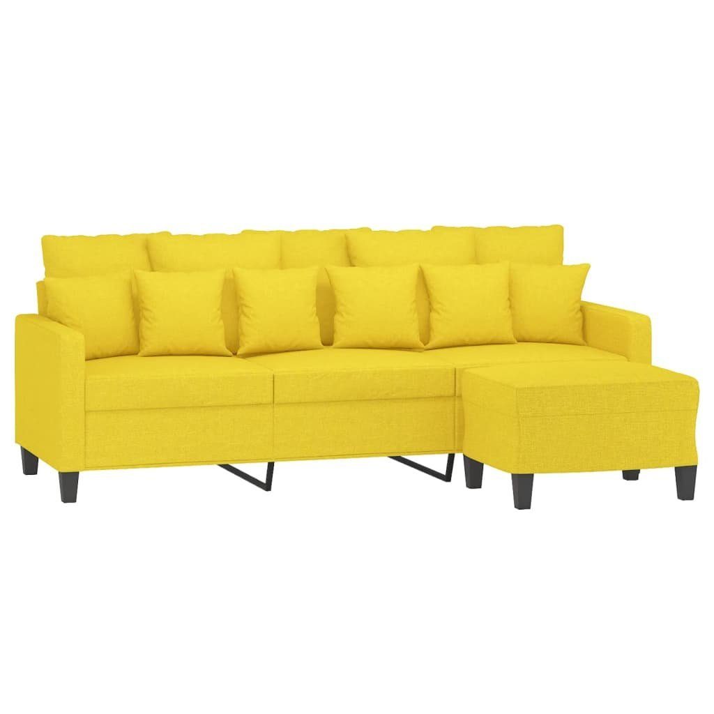 mit 180 Hocker 3-Sitzer-Sofa Hellgelb Stoff cm Sofa vidaXL