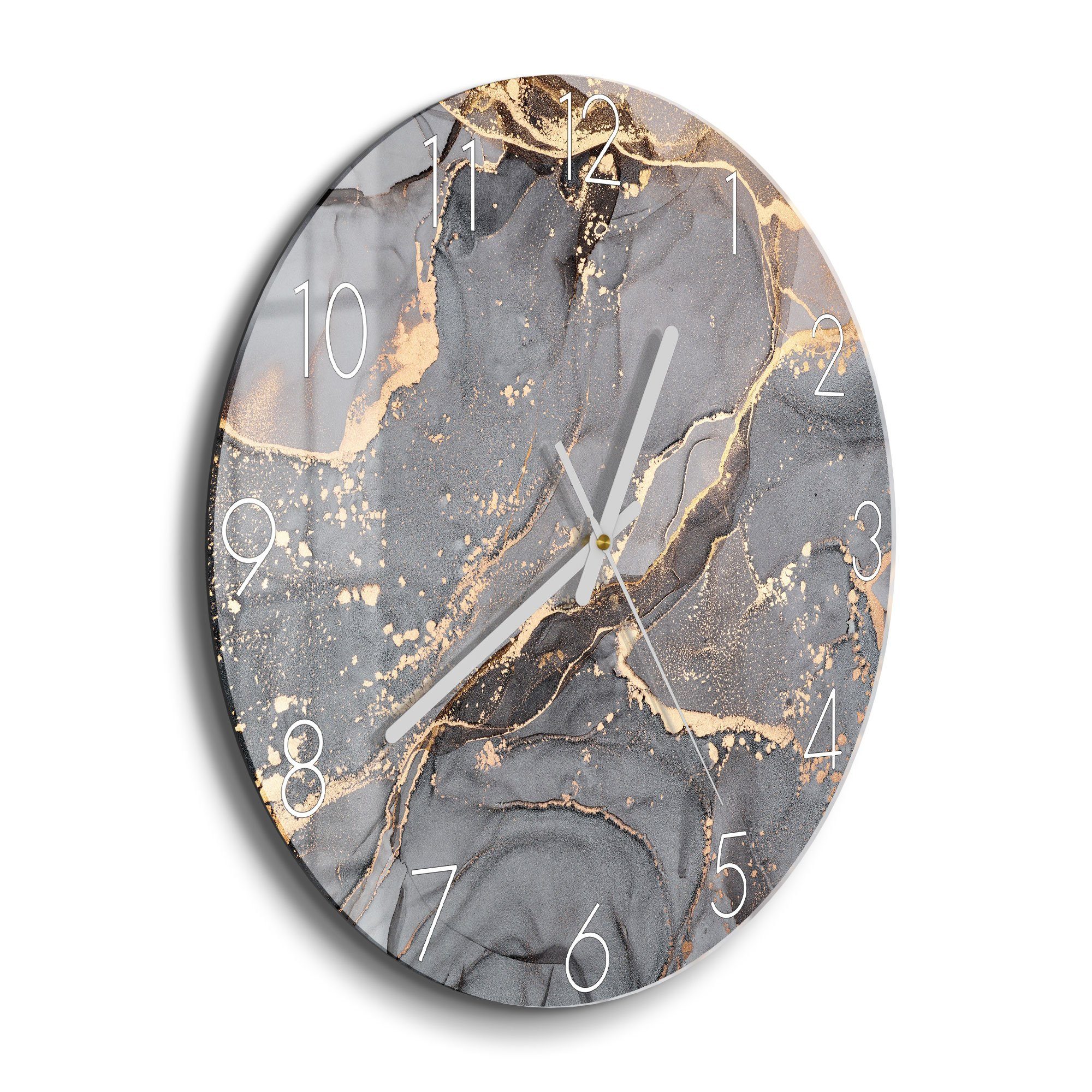 DEQORI Wanduhr 'Elegantes Marmormuster' (Glas Glasuhr günstig online kaufen