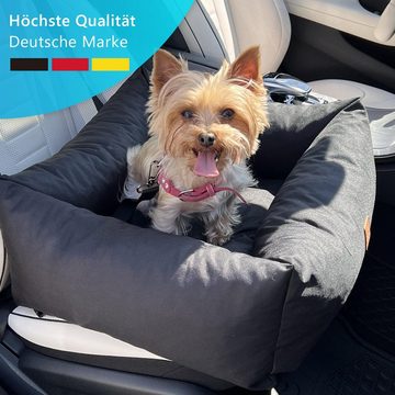 NYVI Tierbett Hunde Autositz NYVIPet Julian Hundesitz Autositz für Hunde, Polyester, Wasserabweisend, mit Leine & Autogurtführung - Für Kleine Hunde