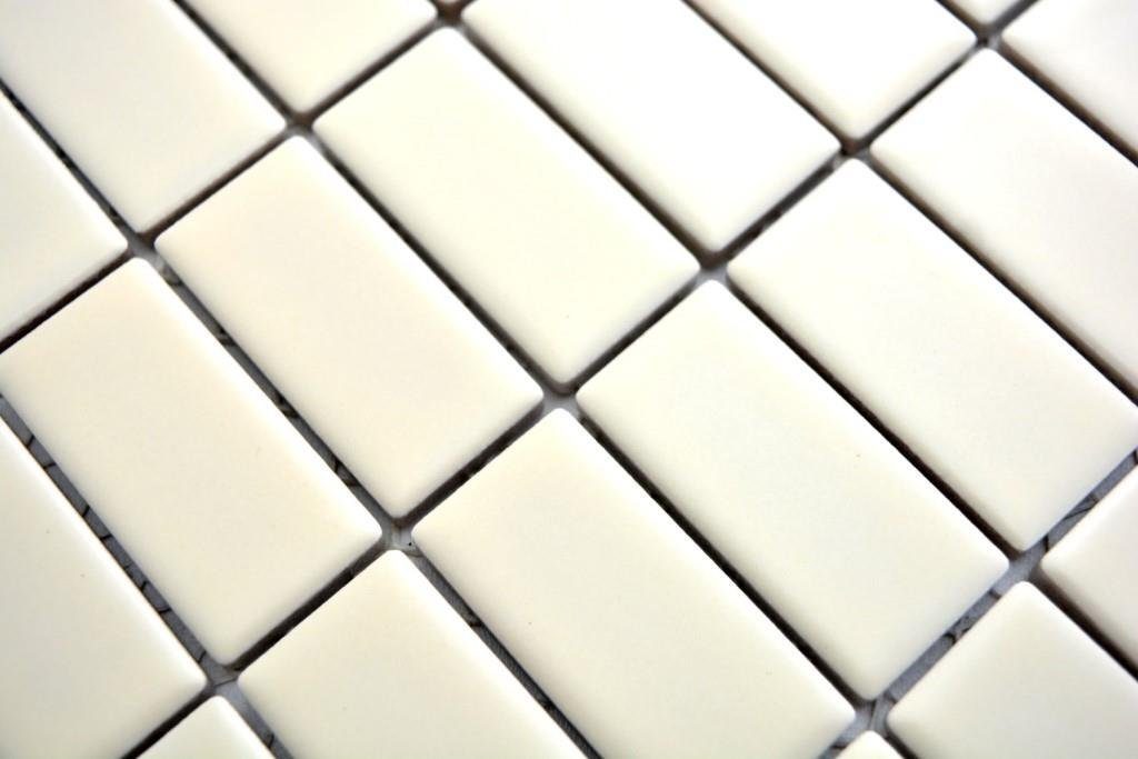 Mosani Mosaikfliesen Stäbchen Mosaik Fliese Keramik beige glänzend Fliese WC
