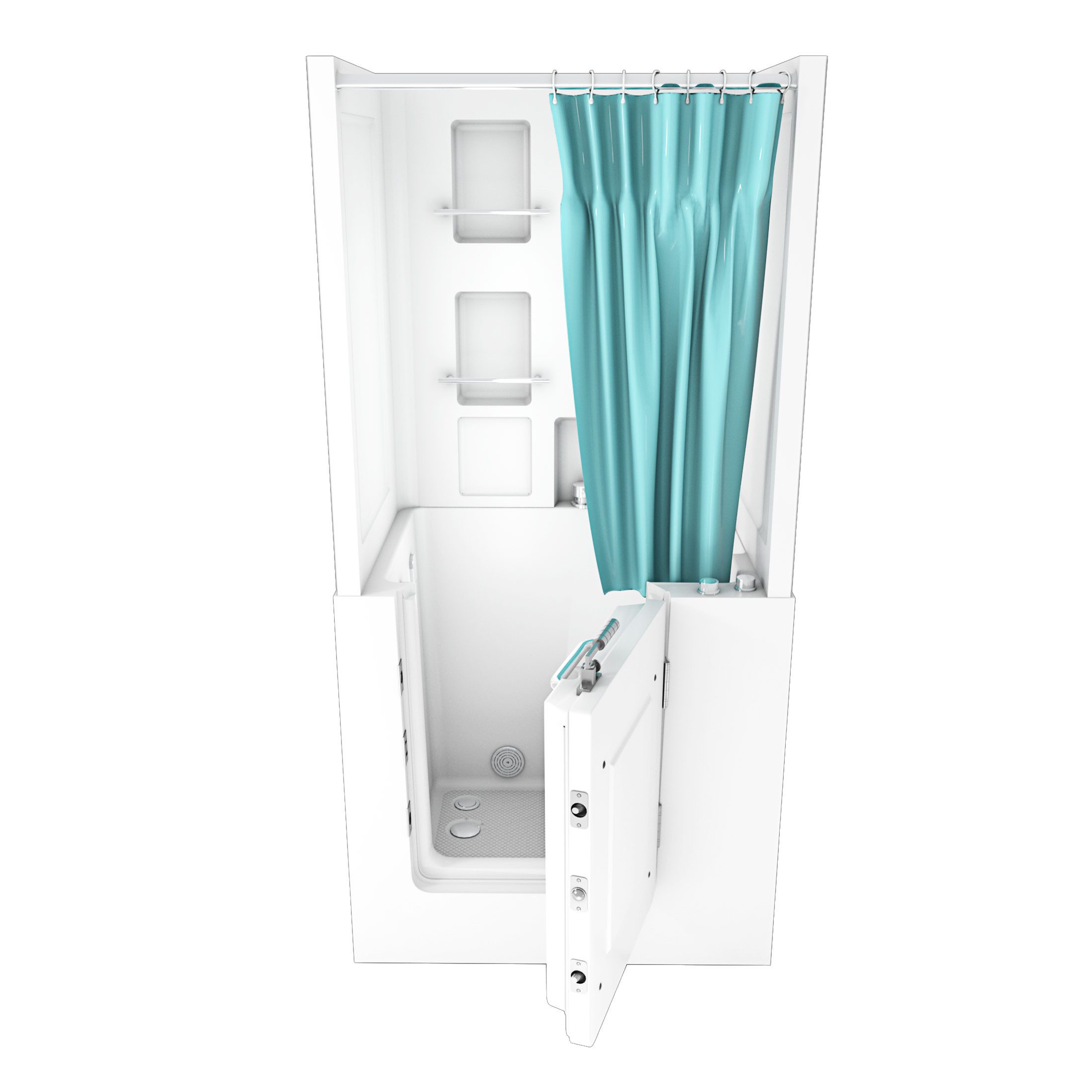 AcquaVapore Komplettdusche Seniorendusche Wanne Whirlpool S02D-WP-A-R 78x100x205cm, inklusive Duschwanne, Integrierte Massagedüsen, Nackenstütze, Extra Tief, Whirlpool Jets