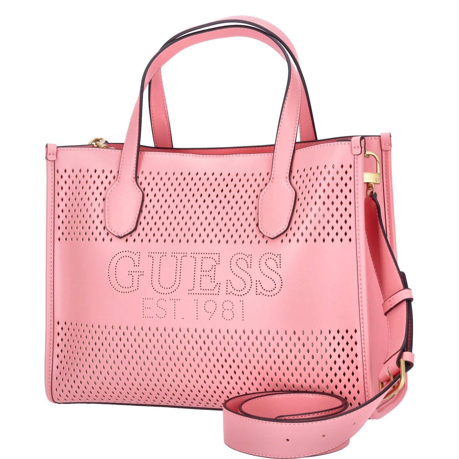 Umhängetasche GUESS Damen Handtasche Katey Perf pink