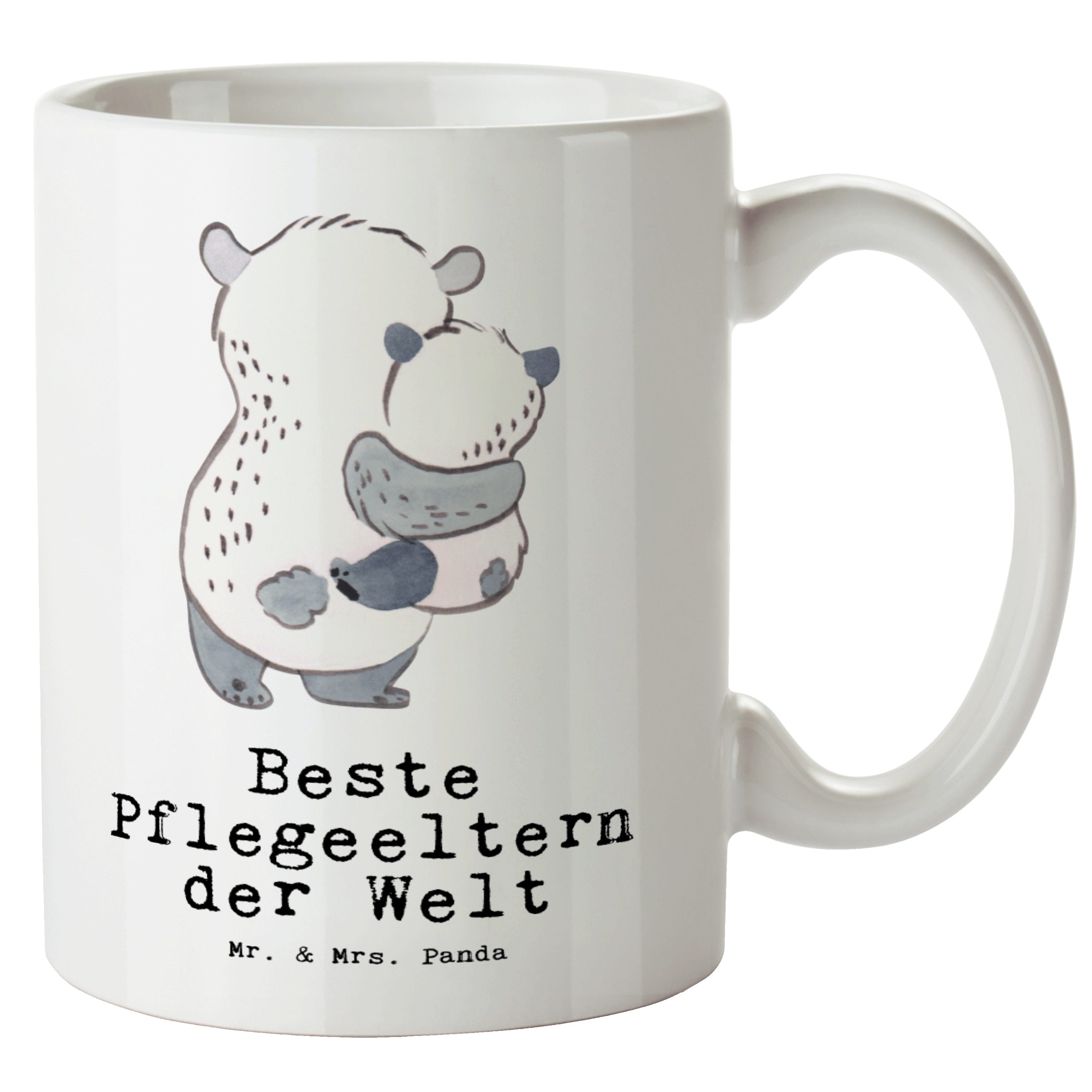 Mr. & Mrs. Panda Tasse Panda Beste Pflegeeltern der Welt - Weiß - Geschenk, XL Teetasse, Pap, XL Tasse Keramik