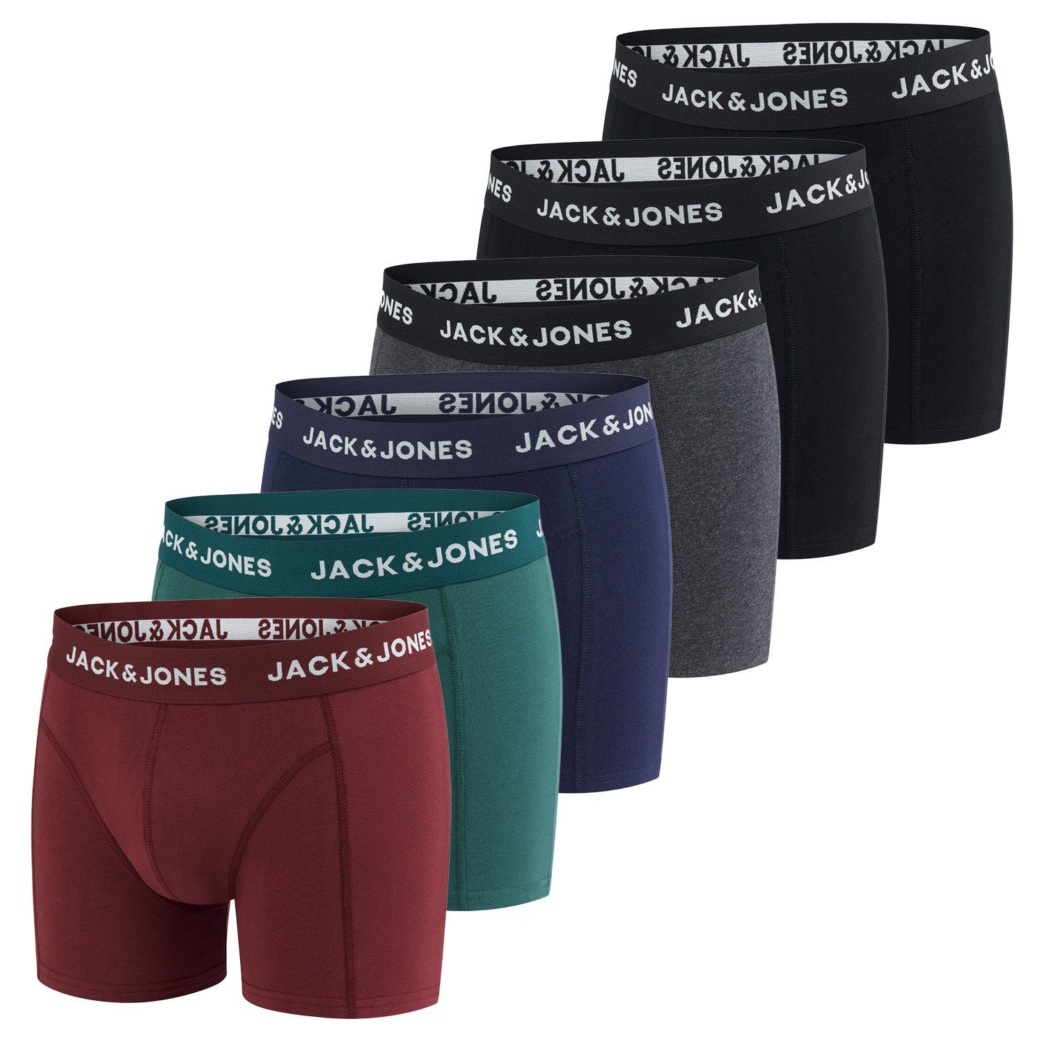 Jack & Jones Boxershorts Herren Retroshorts 6er Pack Basic Trunks (Vorteilspack, 6-St) Unterhosen mit Stretch Pack 2