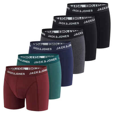Jack & Jones Boxershorts Herren Retroshorts 6er Pack Basic Trunks Unterhosen (Vorteilspack, 6-St) Basic Boxer mit Stretch