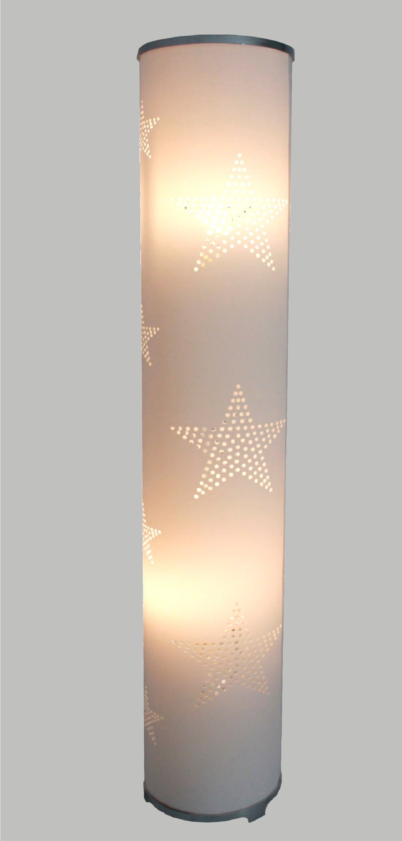 mit Leuchtmittel Wohnzimmer Deko-Stehlampe, E14 1246L LED TRANGO *STARS* LED Stoffschirm inkl. Weiß WEISS Lampe, Design Sternen-Dekor, 100cm Modern ca. mit Stehlampe, 2x Höhe Standleuchte, Stehlampe in Stehleuchte