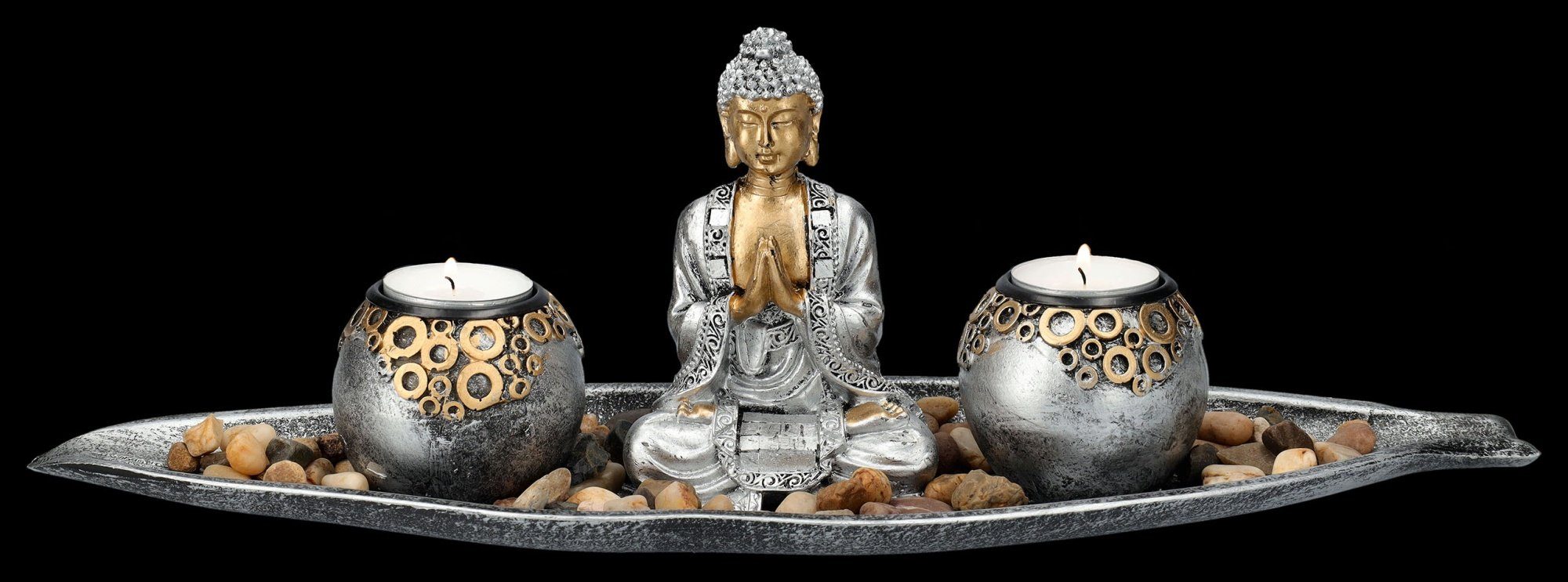 Figuren Teelichthalter Teelichthalter Buddha - Figur Shop - Mythologie Dekoschale GmbH 2er Set Deko