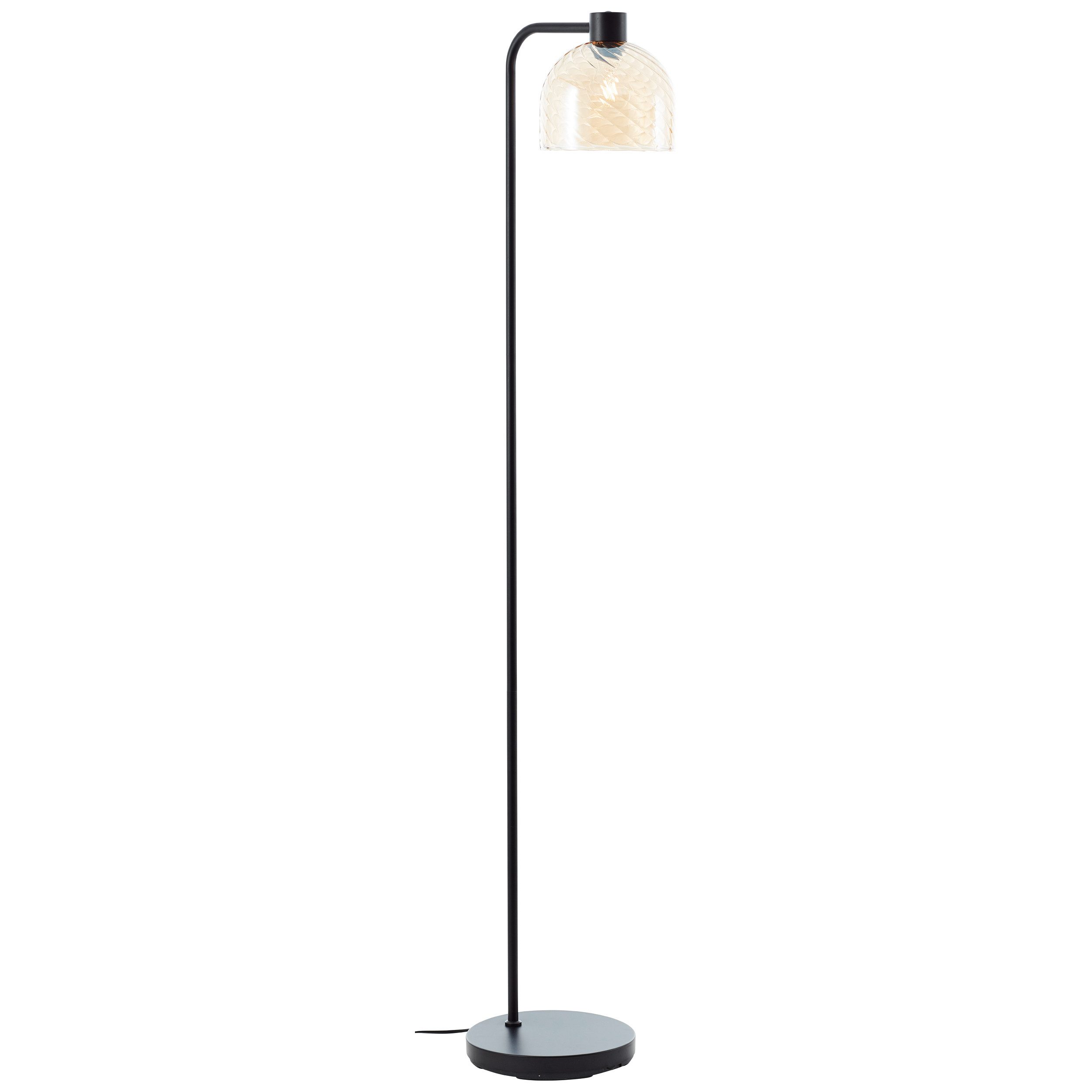 Brilliant Stehlampe Casto, ohne Leuchtmittel, 153 x 25 x 33 cm, E27, Glas/Metall, bernsteinfarben/schwarz