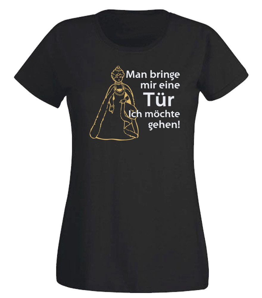 G-graphics T-Shirt Man bringe mir eine Tür, ich möchte gehen! Slim-fit Damen T-Shirt mit trendigem Frontprint