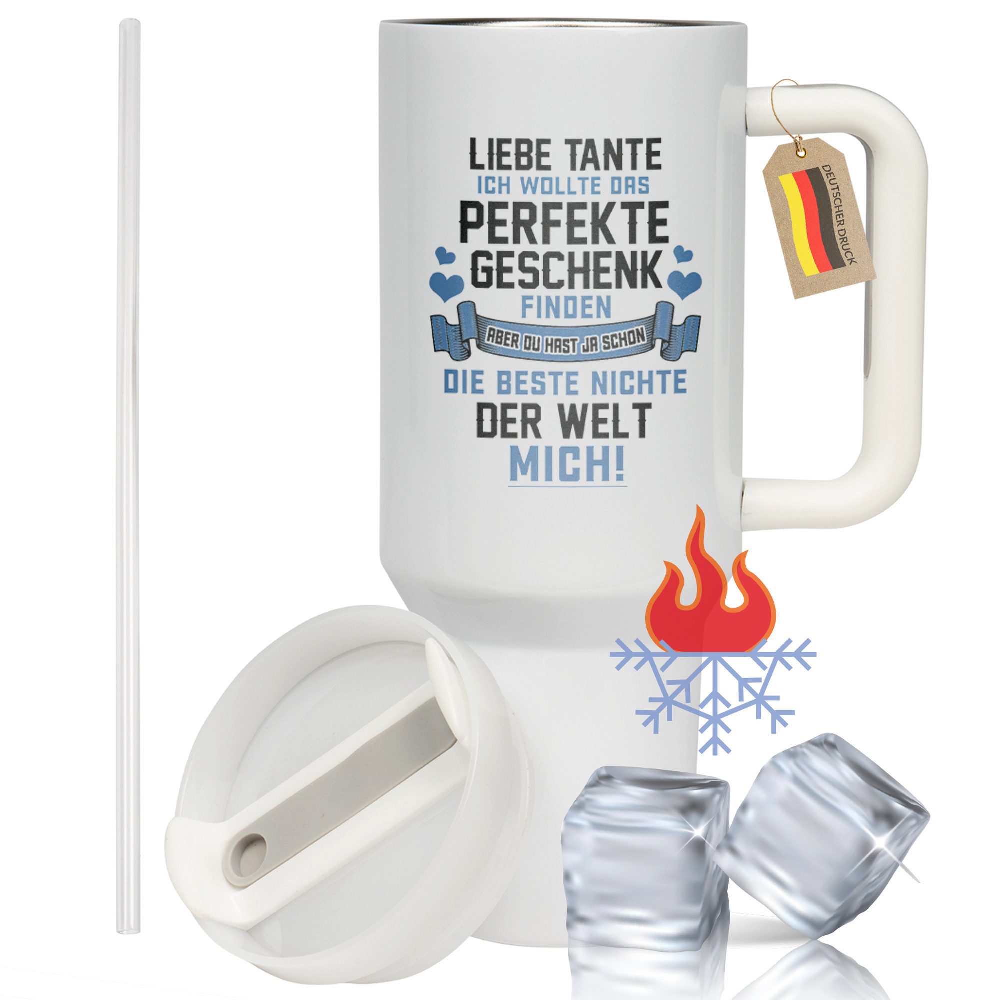 22Feels Thermobecher XXL Thermobecher Beste Nichte Geschenk Geburtstag Weihnachten Spruch, Edelstahl (Thermoisoliert), IN DEUTSCHLAND BEDRUCKT - Beidseitig Bedruckter To-Go Tumbler