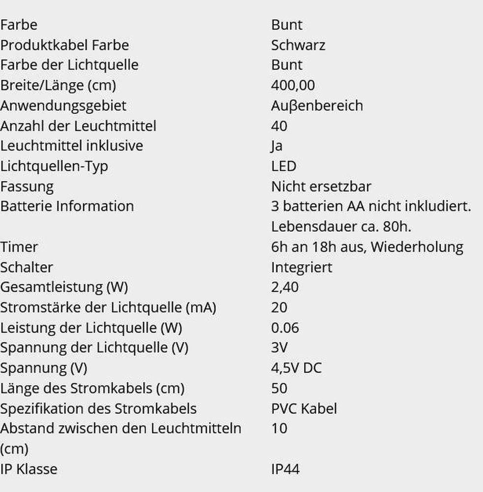 STAR TRADING LED-Lichterkette 472-15 LED Party-Lichterkette rot-weiss-blau-grün