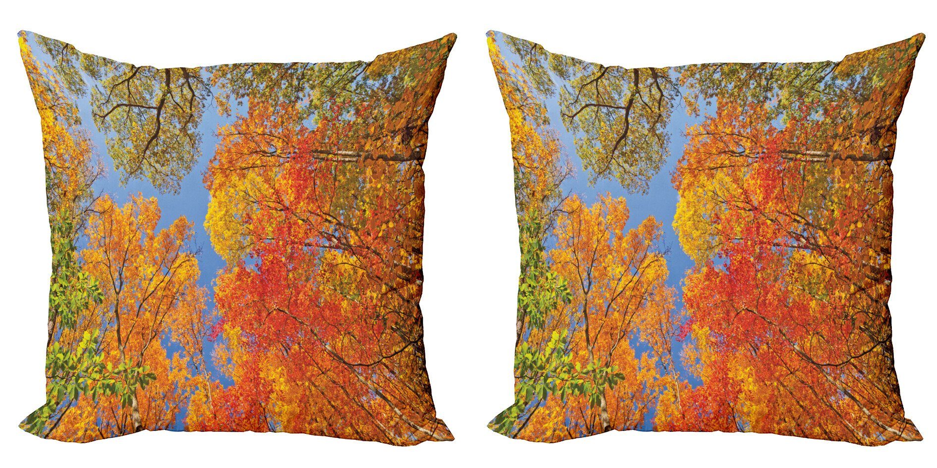 Kissenbezüge Modern Accent Doppelseitiger Digitaldruck, Abakuhaus (2 Stück), Fallen Wald im Herbst