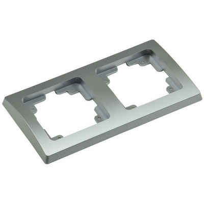 ChiliTec Schalter Delphi 2-fach Rahmen Doppel Rahmen Wandabdeckung Silber Grau