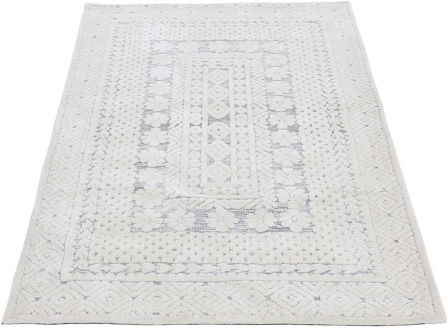 Teppich creme,braun Holly Motiv, Wohnzimmer Blumen 12 Höhe: 1, carpetfine, Struktur, Hoch-Tief rechteckig, mm,