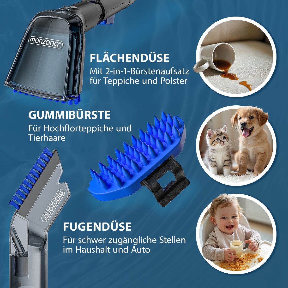 monzana Wasch-Sauger, Teppichreinigungsgerät Sofa Auto Polsterreiniger Dual Tank