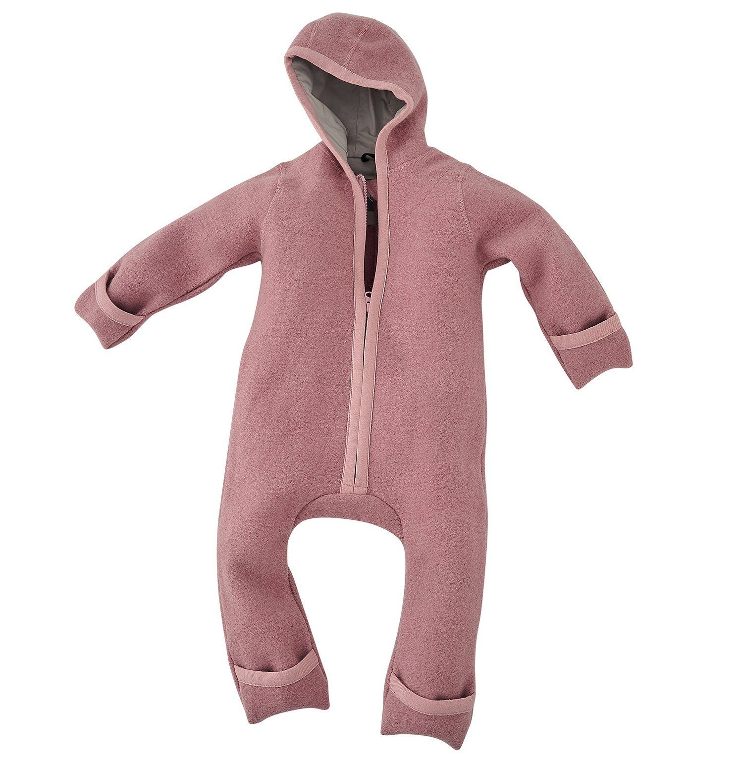 Woll-Anzug Wollwalk-Overalls Walk Overall Alavya mit für aus Reißverschluss, Wollfleece Natur WALKOVERALL, Panda Baby und Baby 100% Rosa Kleinkind Bio-Schurwolle