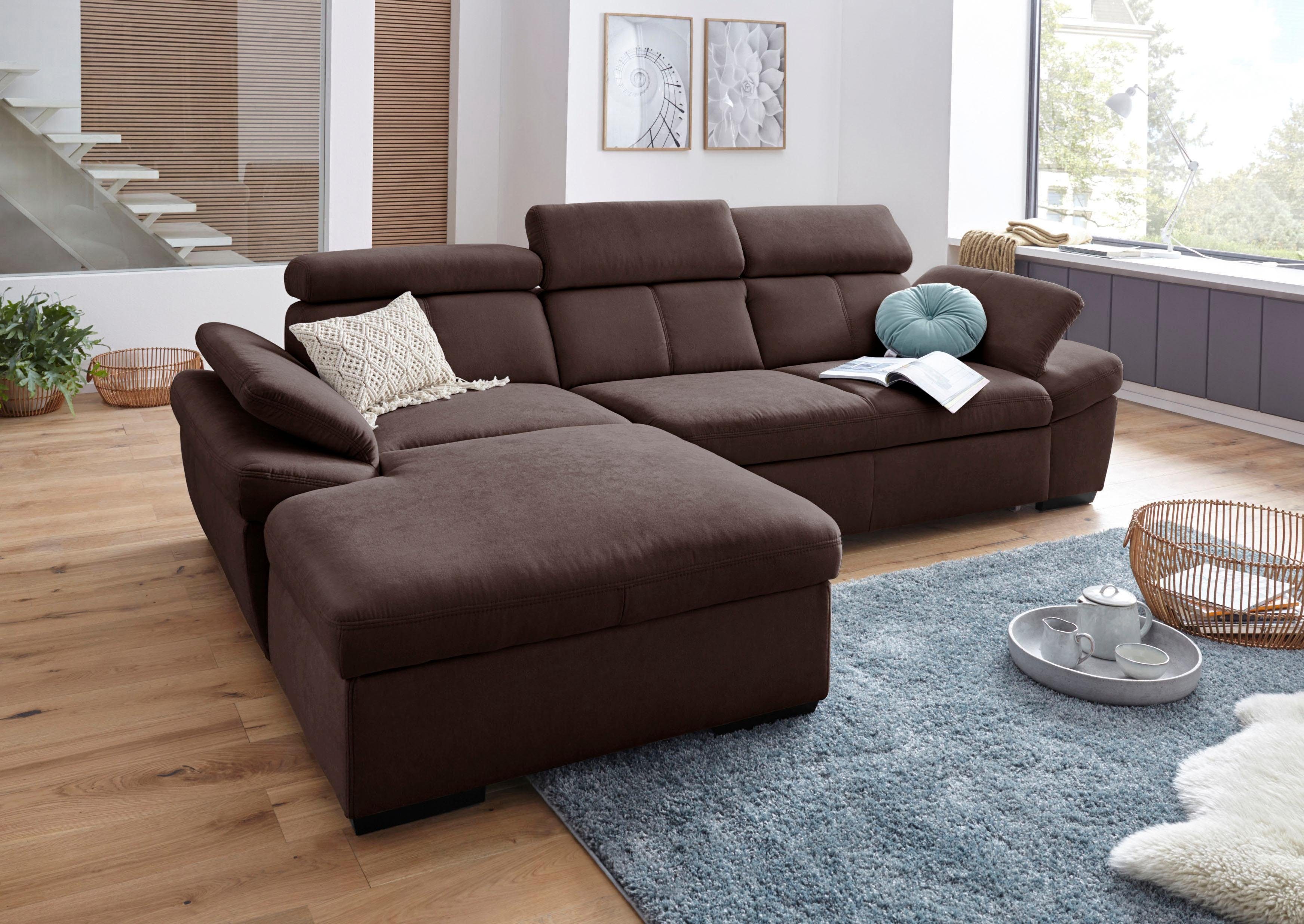 Ecksofa Salerno, inkl. Kopf- und Armteilverstellung, elegant & bequem, L-Form