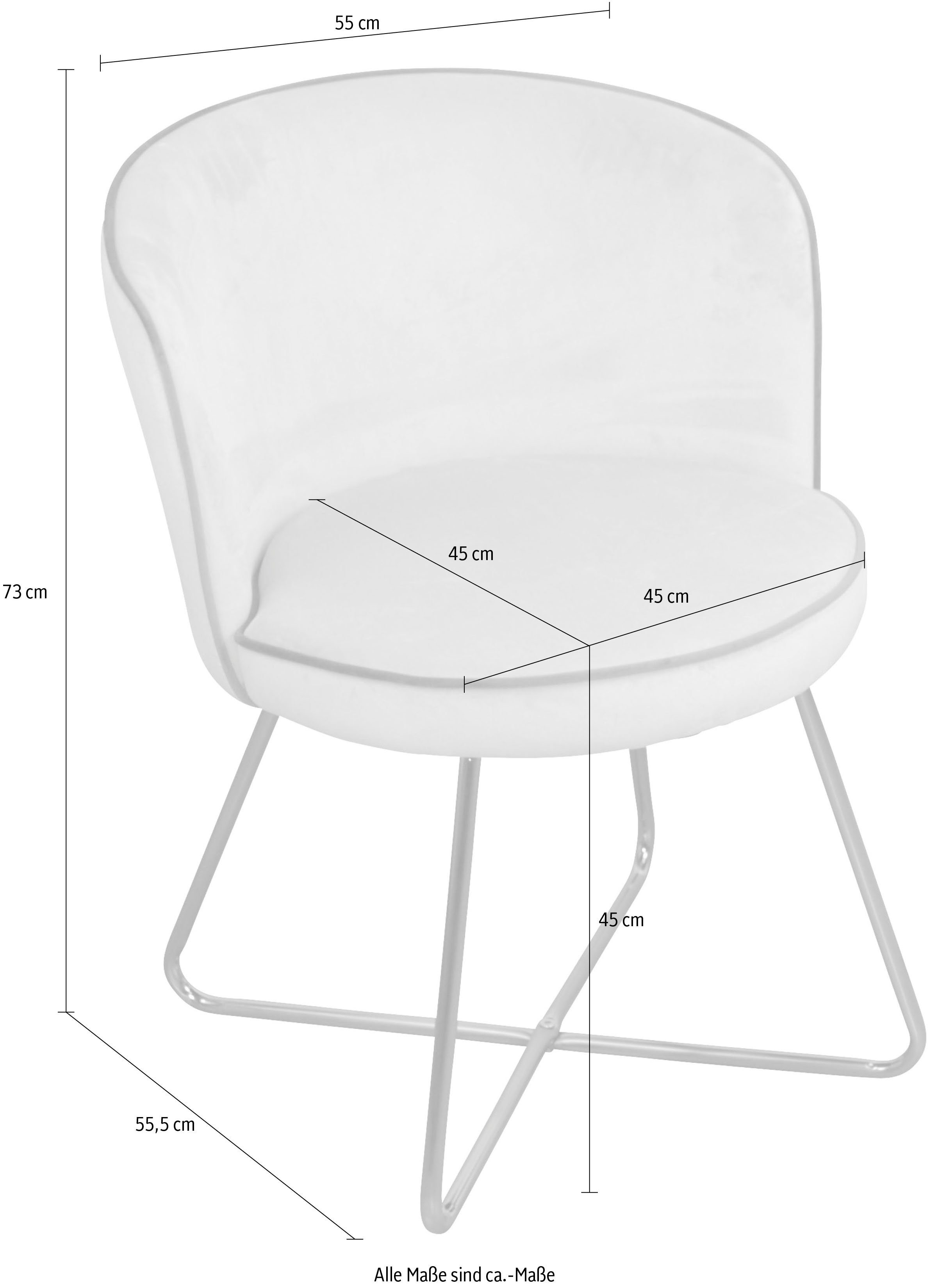 2 aus rosa Gestell | INOSIGN Polstersessel Samtbezug (Set, Liano Polsterstuhl rosa mit Stahlrohr, goldfarben, St),