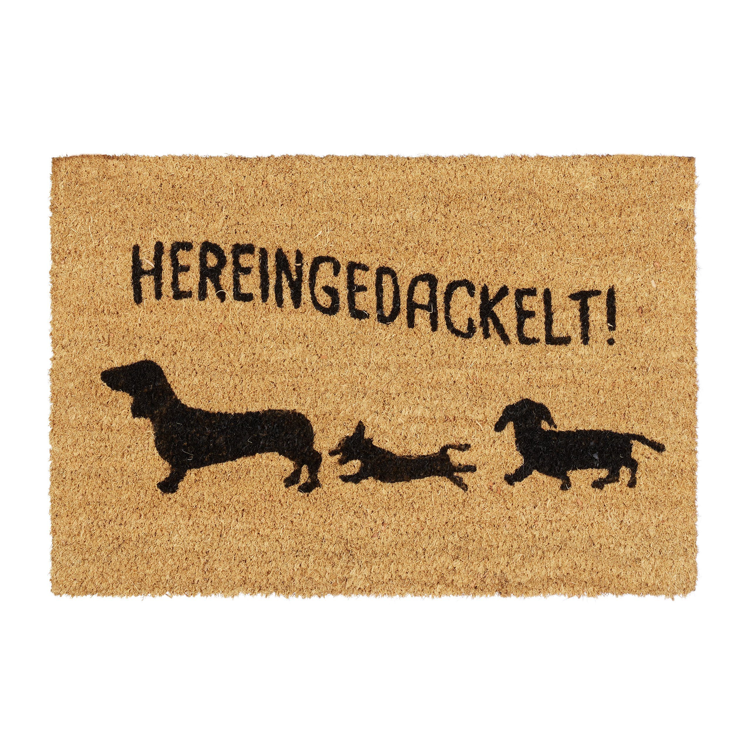 relaxdays Fußmatte Kokos "Hereingedackelt", Höhe: 15 günstig online kaufen