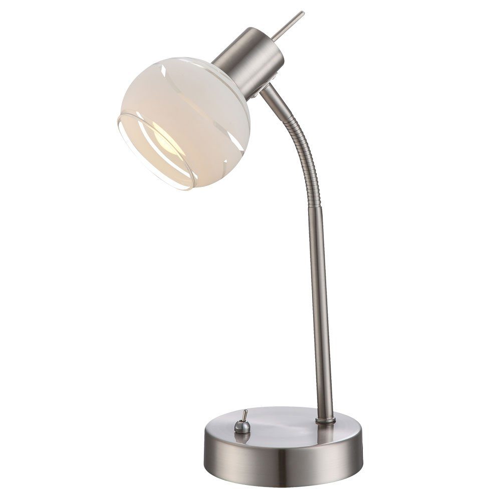 GLOBO LIGHTING LED Tischleuchte, Leuchtmittel inklusive, Warmweiß, LED Design Tisch Lampe Wohn Zimmer Beleuchtung Glas Kugel-