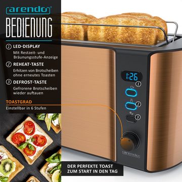 Arendo Frühstücks-Set (3-tlg), Wasserkocher 1,5l, 4-Scheiben Toaster, 3er Eierkocher, Kupfer
