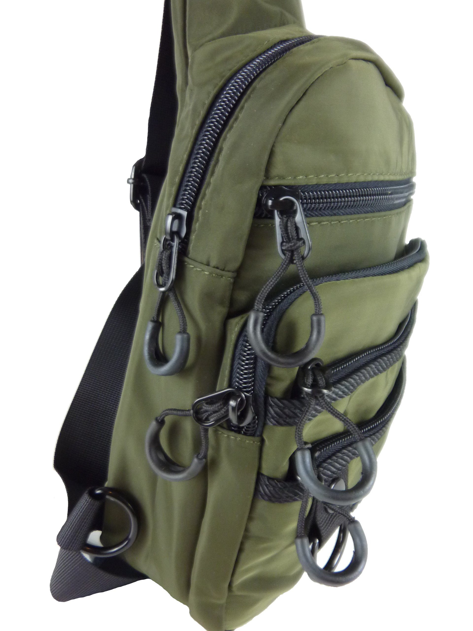 Taschen4life Minirucksack kleiner Slingbag Schulterrucksack 7173, Umhängerucksack, Bauchtasche uni, Rucksack mit Innenfutter