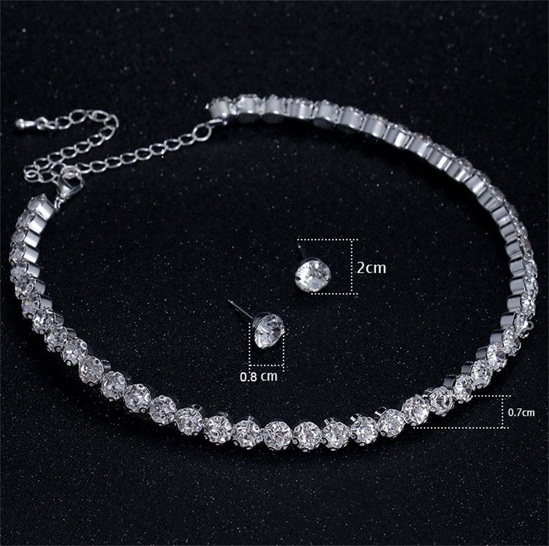 Diamant-Armband-Ohrringe-Halskette volles 3er-Set DÖRÖY Schmuckset Brautschmuck-Set,