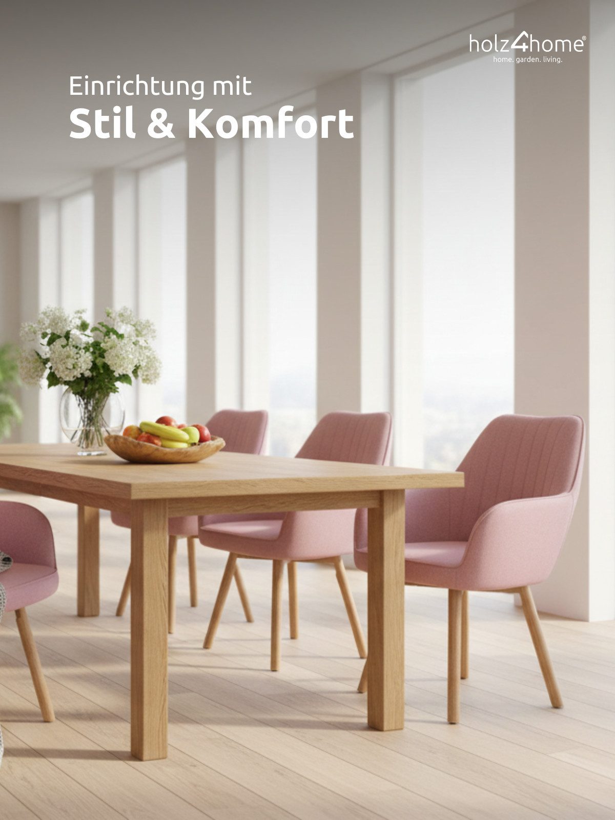 holz4home® Esszimmerstuhl 2er Set I Gepolsterter Wohnzimmerstuhl mit Beinen günstig online kaufen